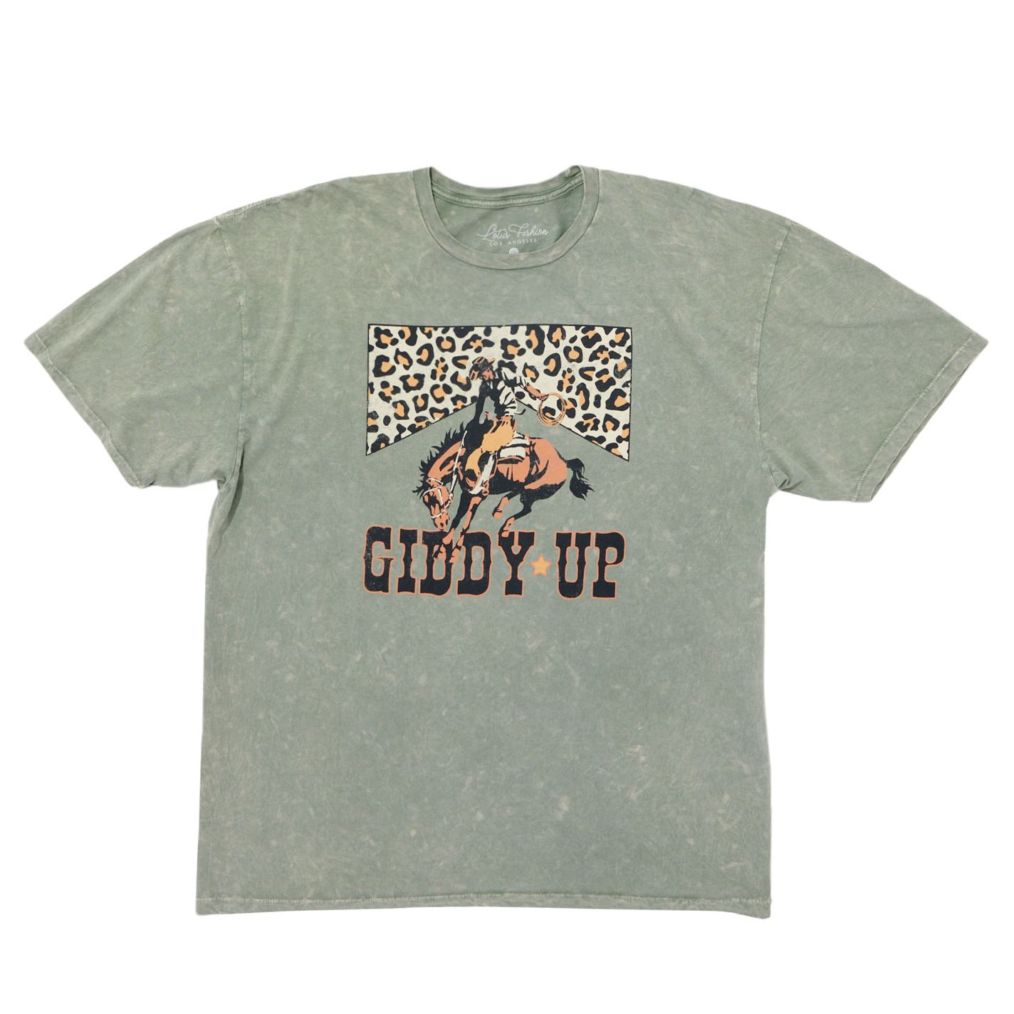 Lotus Fashion Women's Sage Giddy Up Graphic T-Shirt - Plus Sizes - Image 1