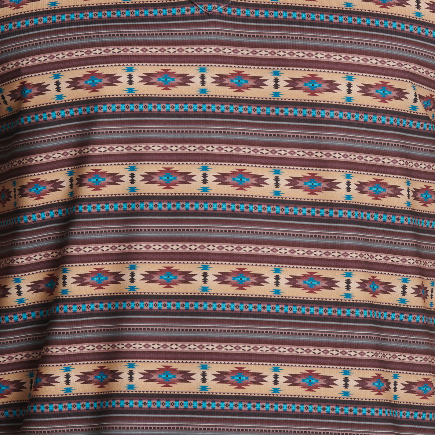 Rafter C Men's Chocolate Aztec Print Performance Polo Shirt - Image 1