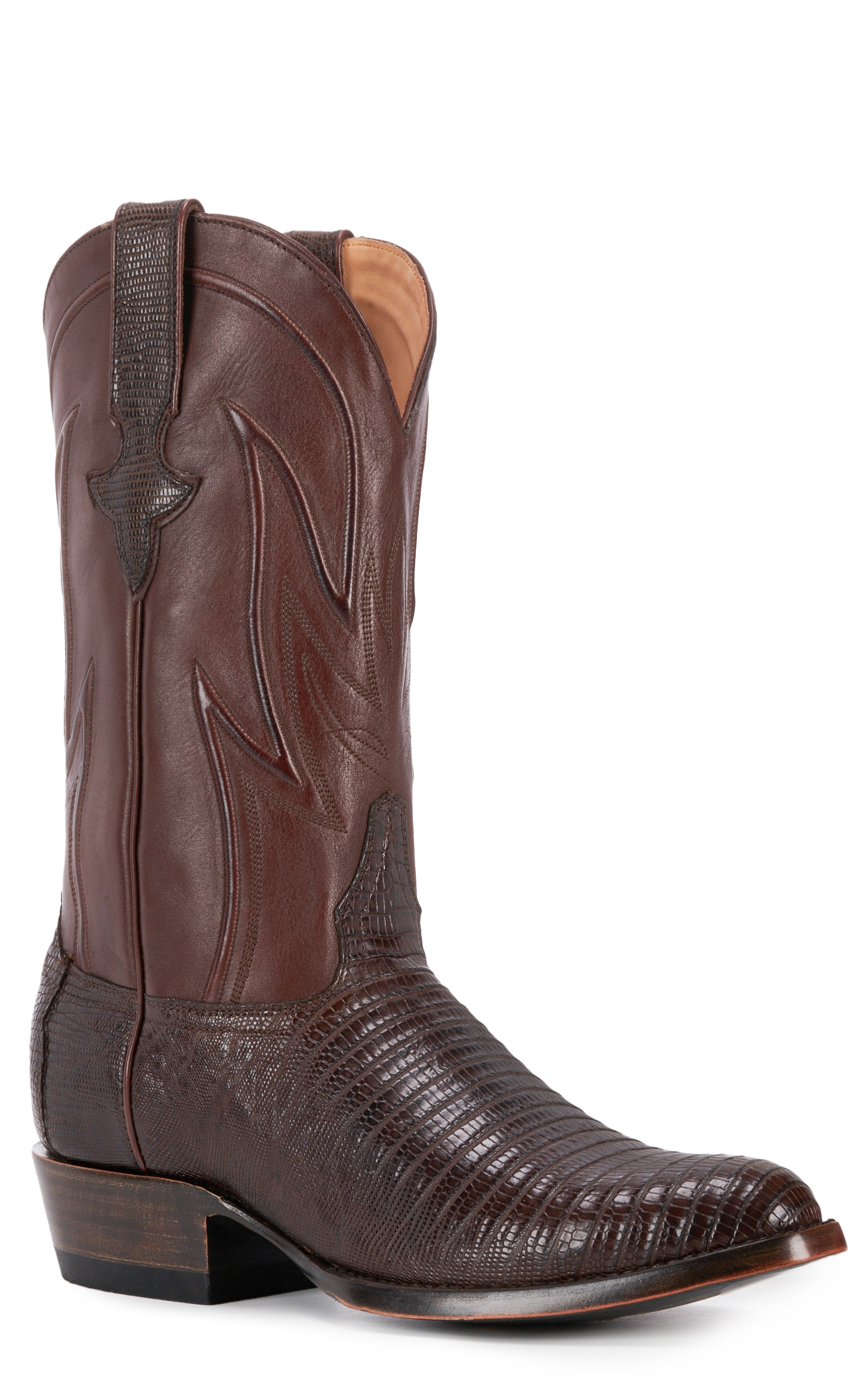 JRC & Sons Men's James Teju Lizard Round Toe Exotic Cowboy Boot in Chocolate Brown - Image 1