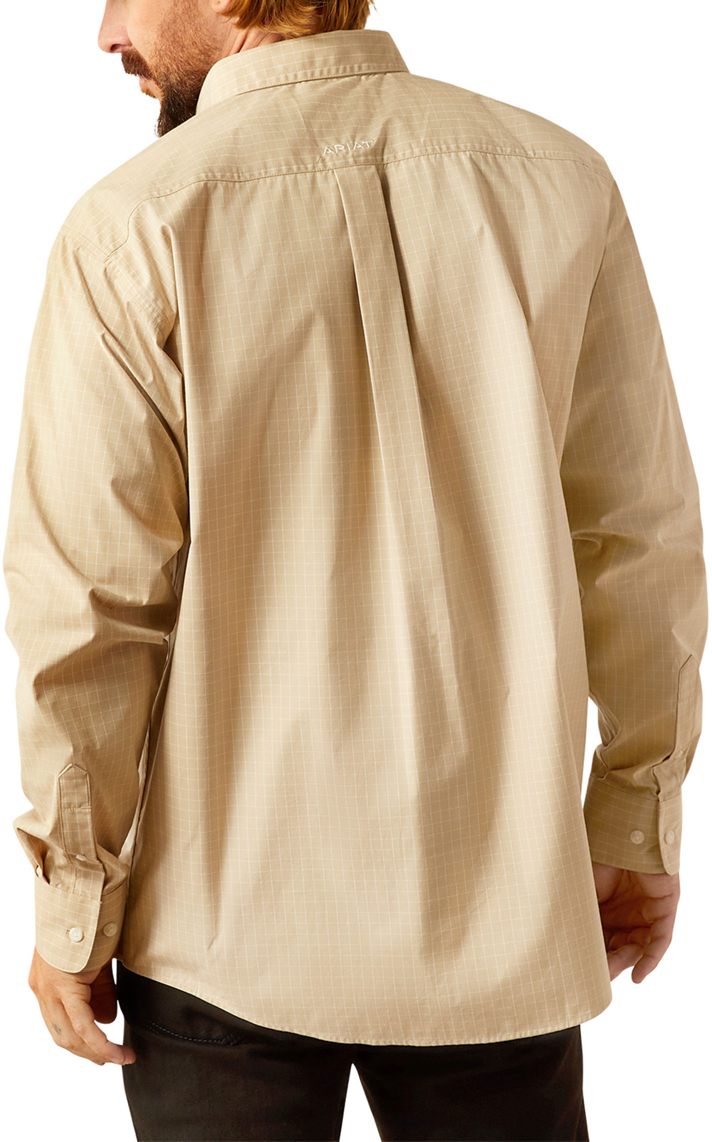 Ariat Men's Pro Series Cayson Khaki & Cream Plaid Western Shirt - Image 1
