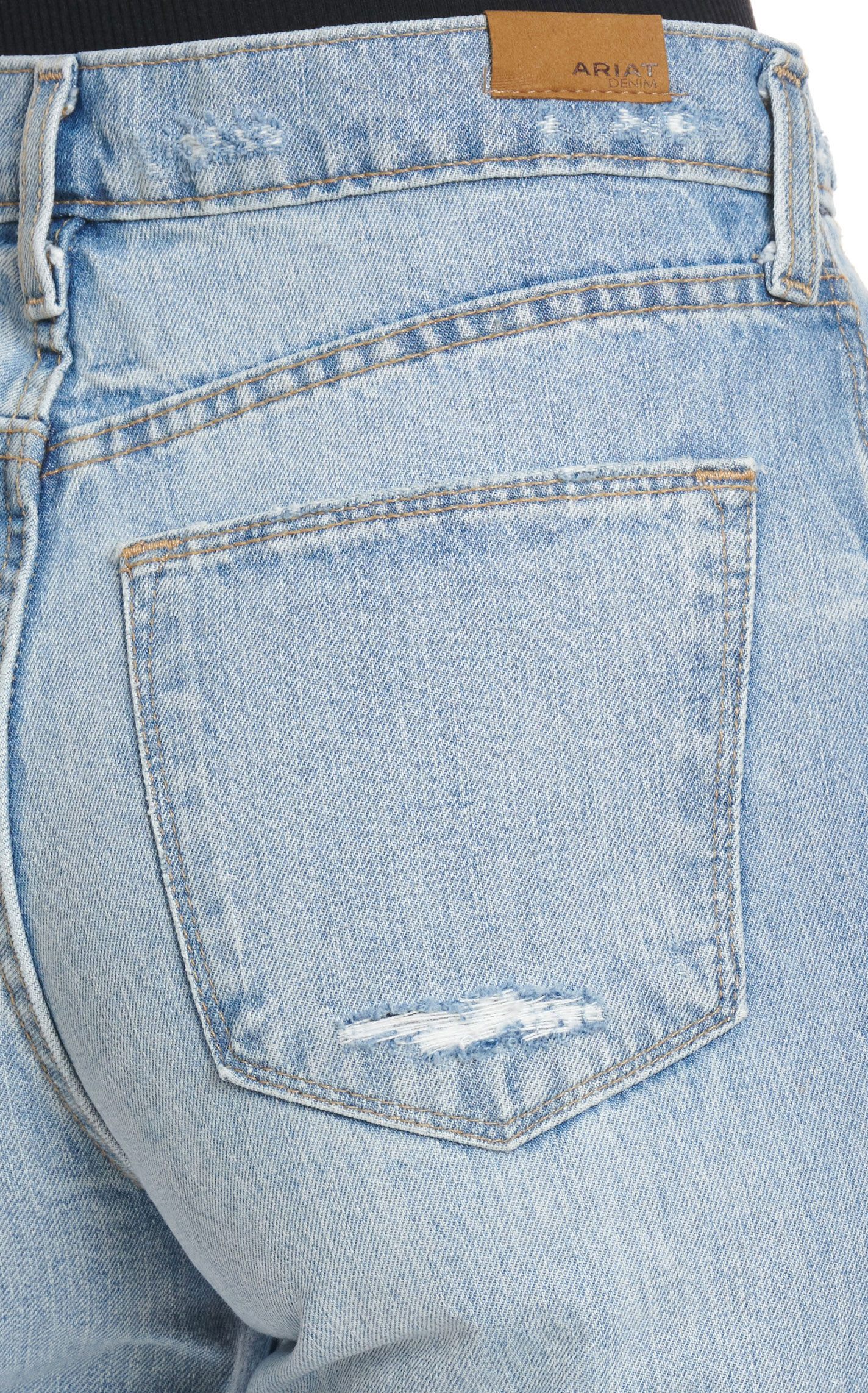 Ariat Women's Light Wash Distressed Ultra High Rise Tomboy Straight Leg Jeans - Image 1