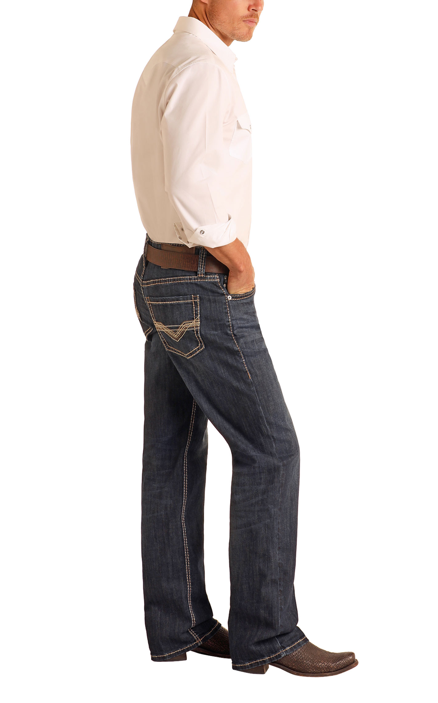 Rock & Roll Denim Men's Double Barrel Dark Relaxed Straight Jean - Image 1