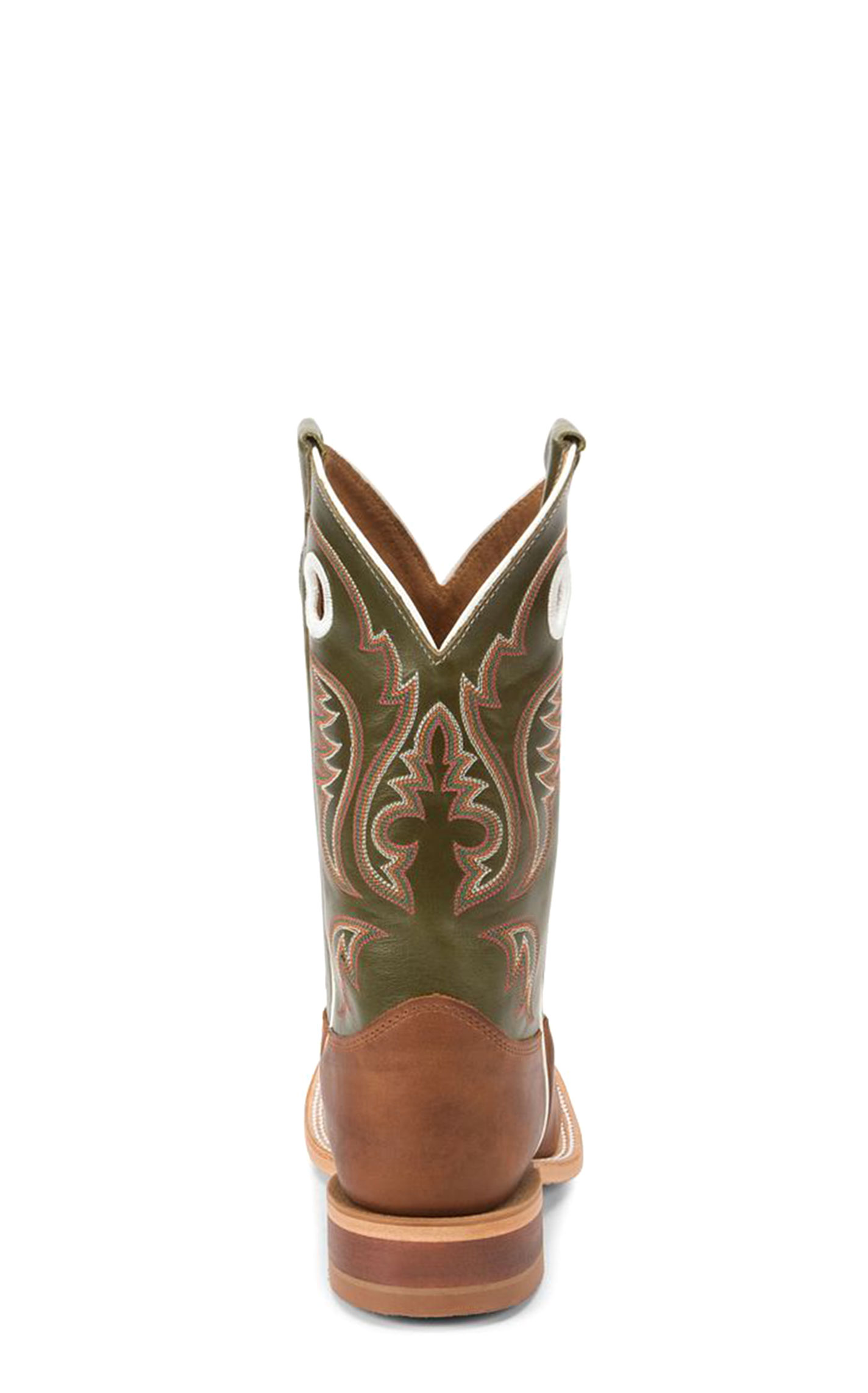 Justin Men's Bent Rail Austin Cognac and Green Wide Square Toe Cowboy Boots - Image 1