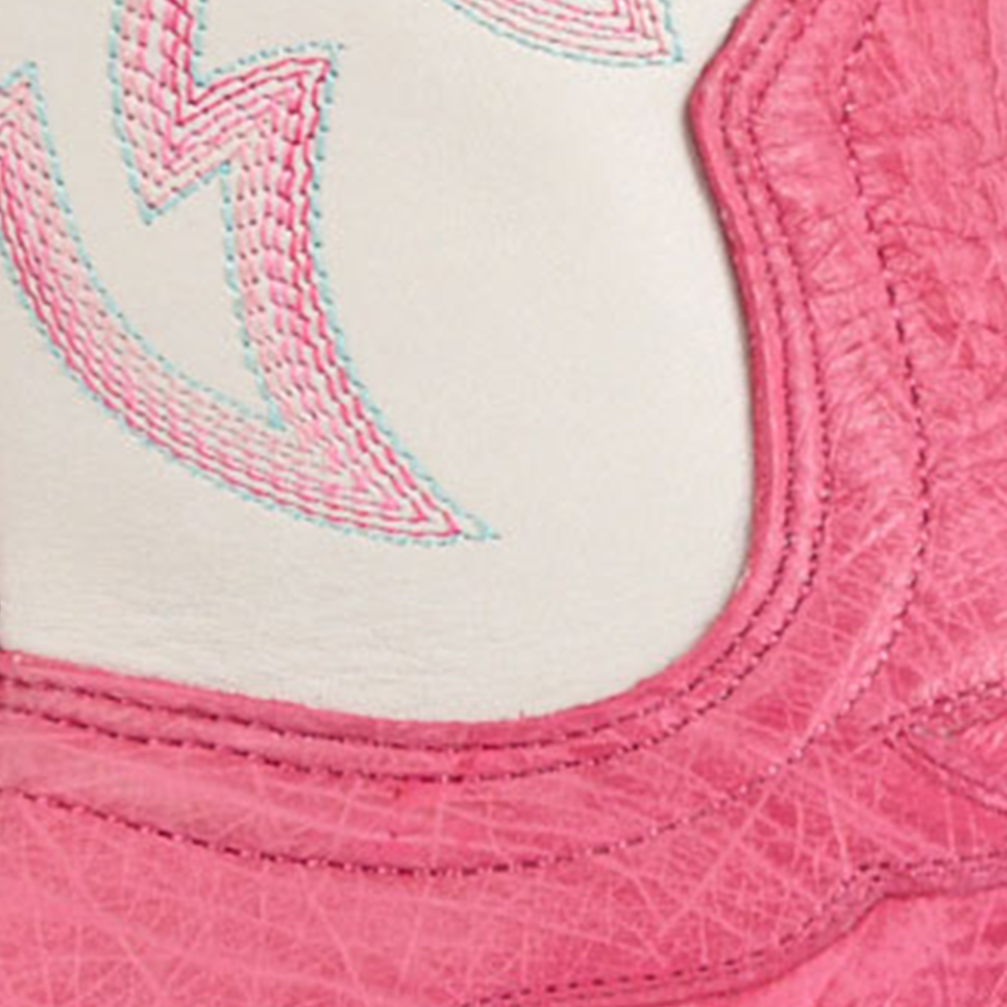 Cavender's Women's Pink Ostrich & White Wide Square Toe Cowboy Boots - Image 1