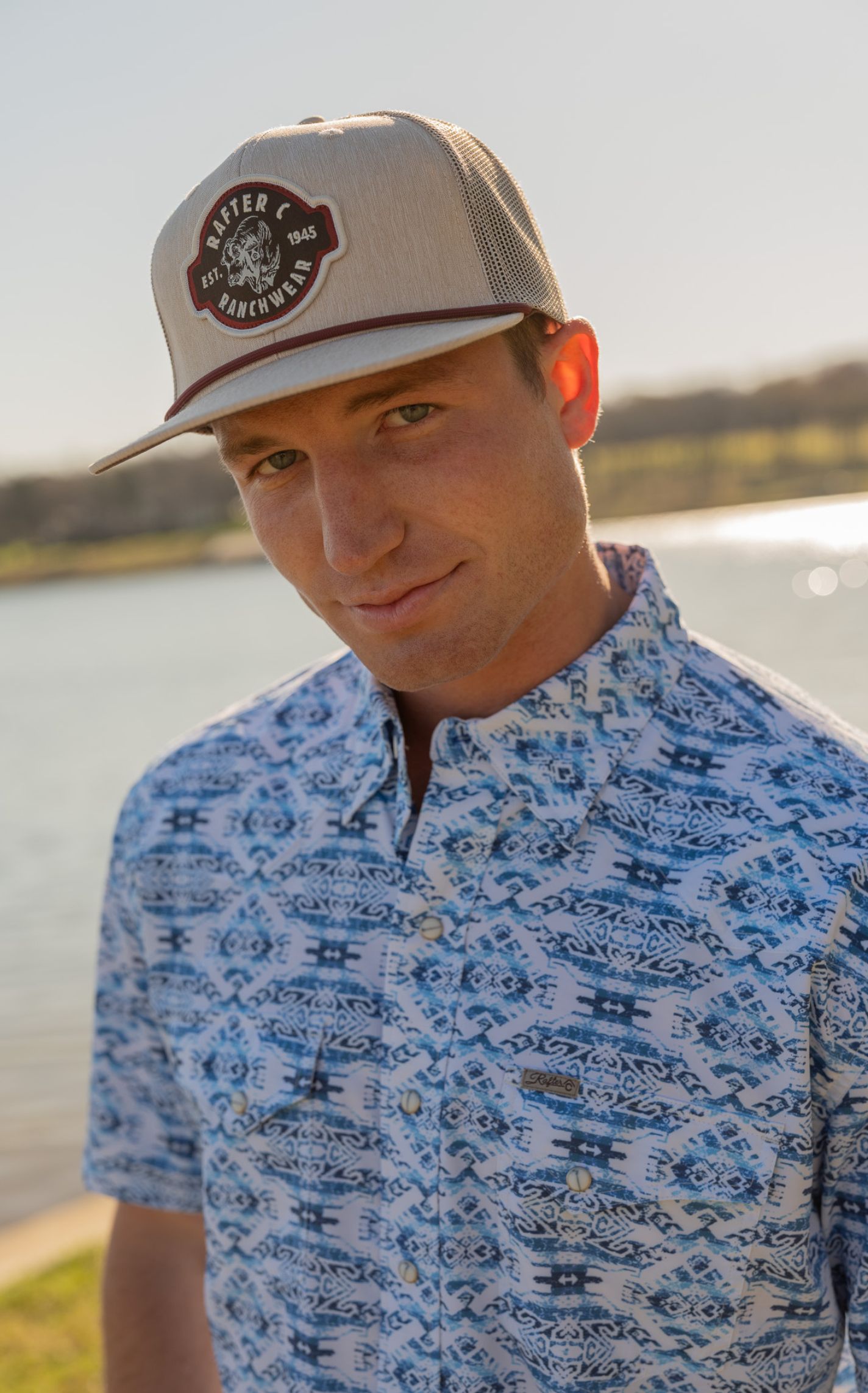 Rafter C Men's Sandy Beach & Wine Logo Patch Cap - Image 1