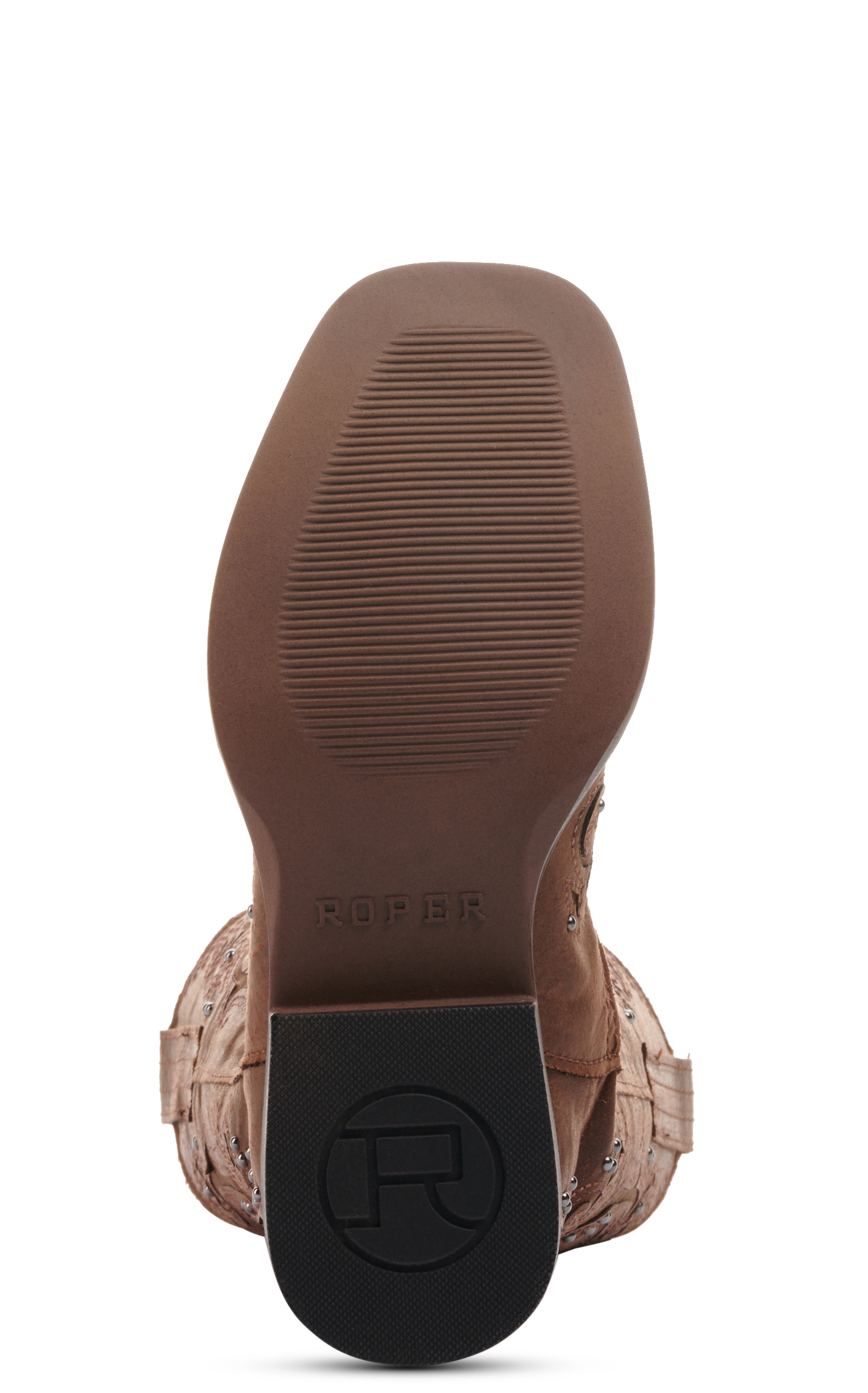 Roper Kids Brown with Crystal Cross & Studs Square Toe Cowboy Boots - Image 1