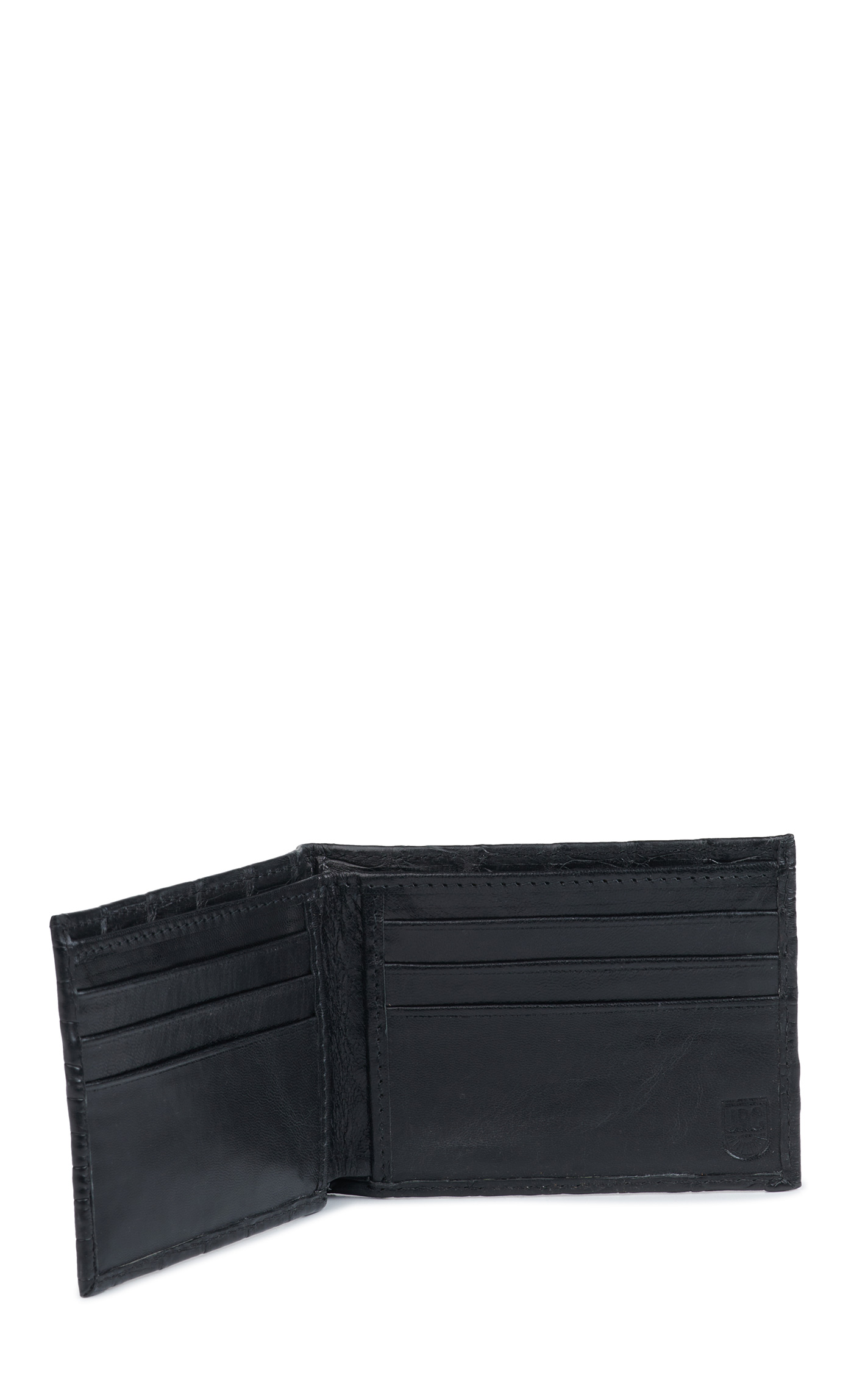 JRC & Sons Men's Black Caiman Leather Bifold Exotic Wallet - Image 1