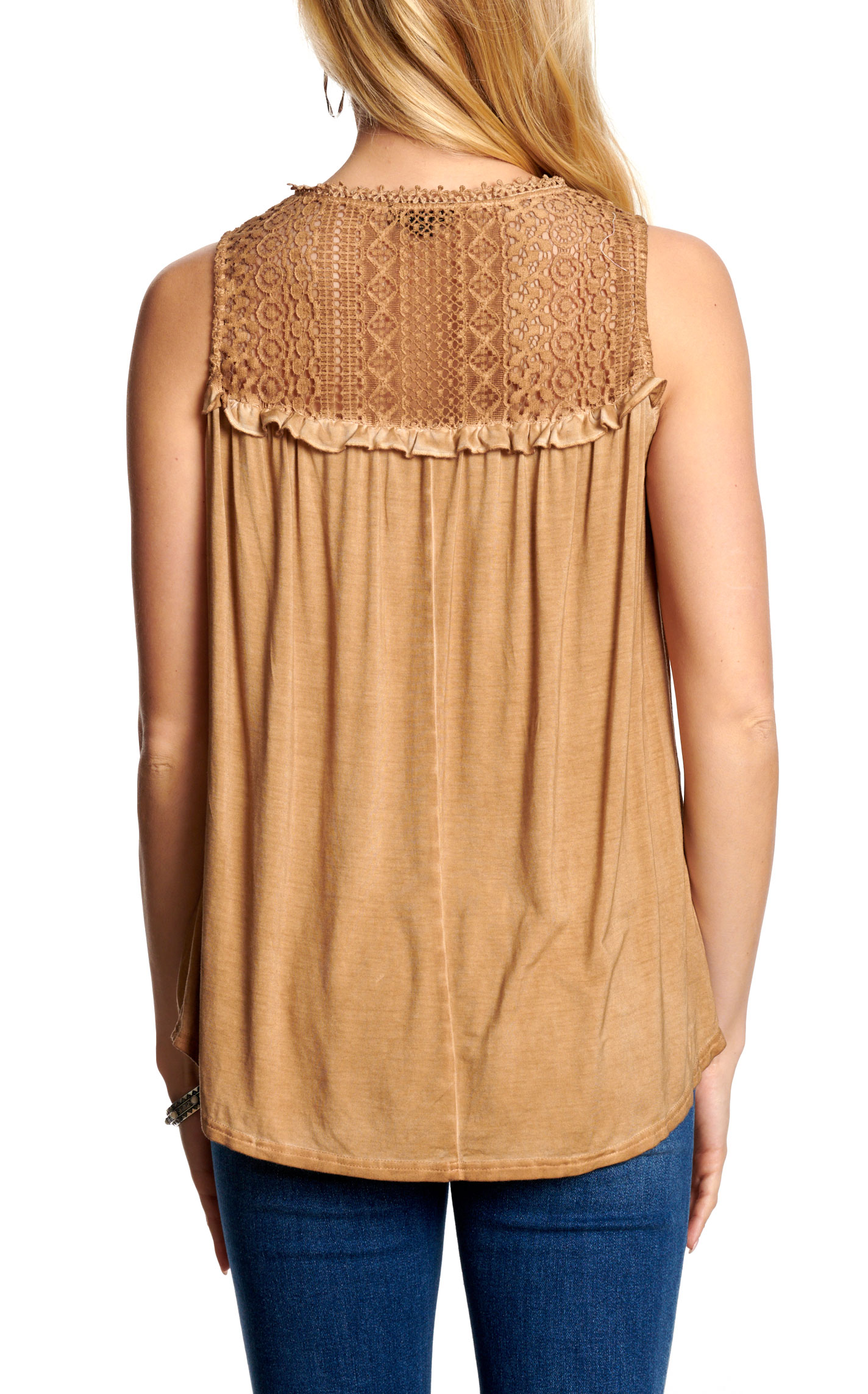 Cowgirl Hardware Women's Mustard Lace Tank Top - Image 1