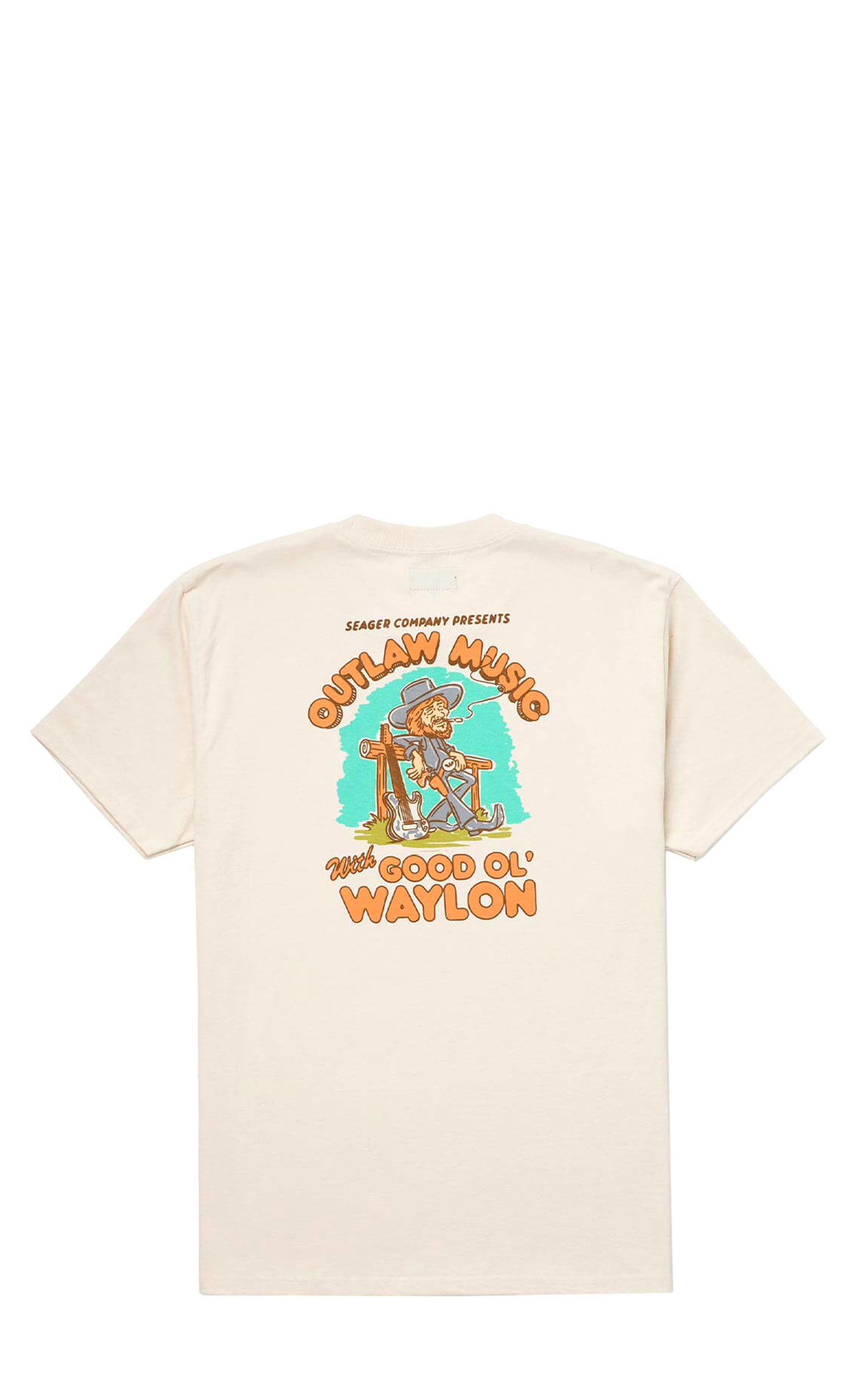 Seager X Waylon Jennings Men's Vintage White Outlaw Graphic T-Shirt - Image 1