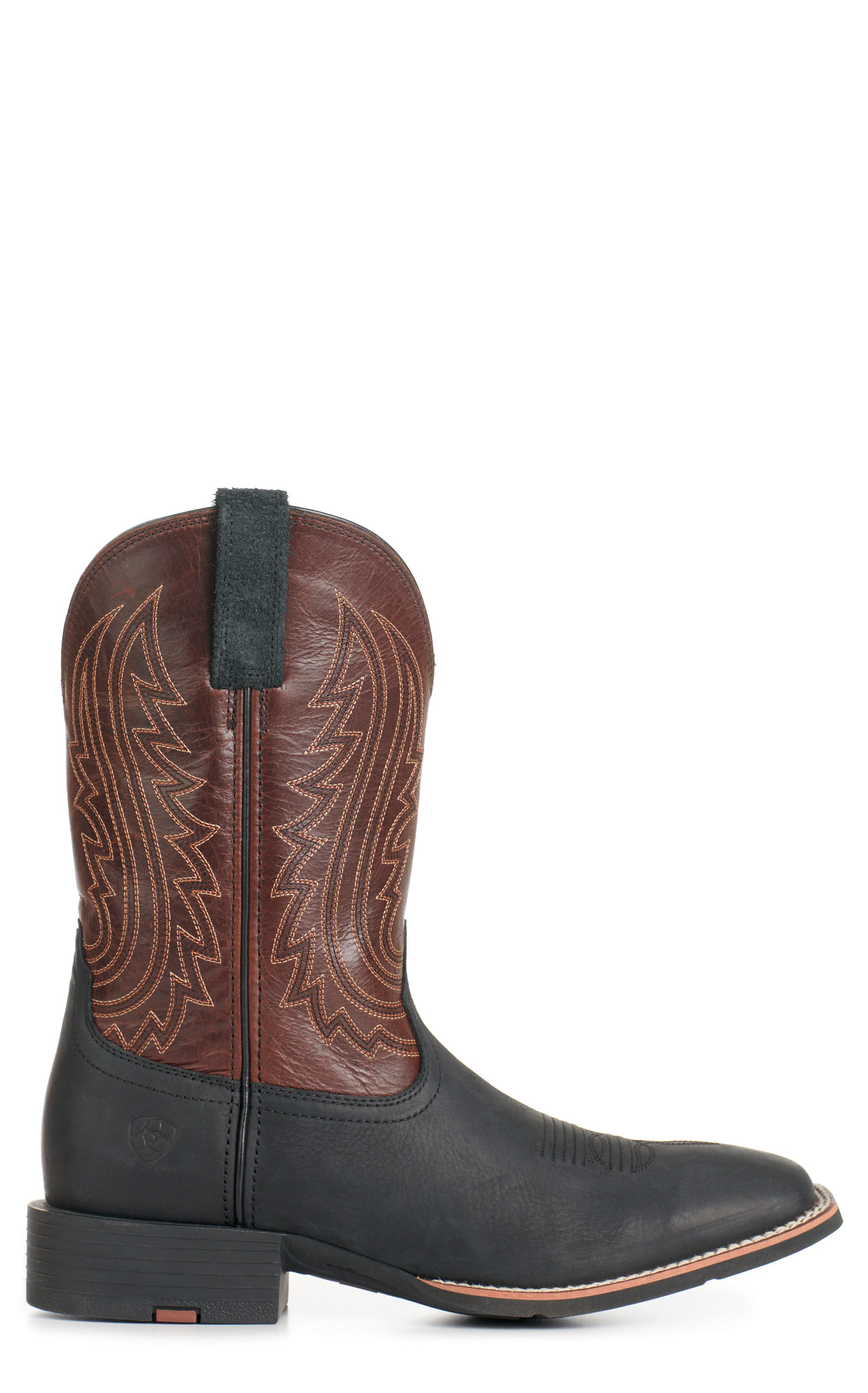 Ariat Men's Sport Big Country Black and Mahogany Wide Square Toe Cowboy Boots - Image 1