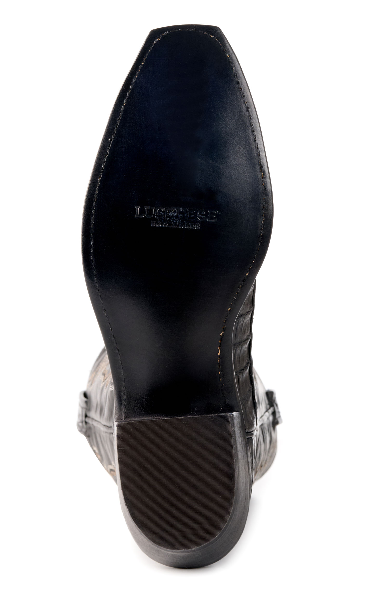 Lucchese Men's Black Franklin Hornback Caiman Leather Narrow Square Toe Boots - Image 1