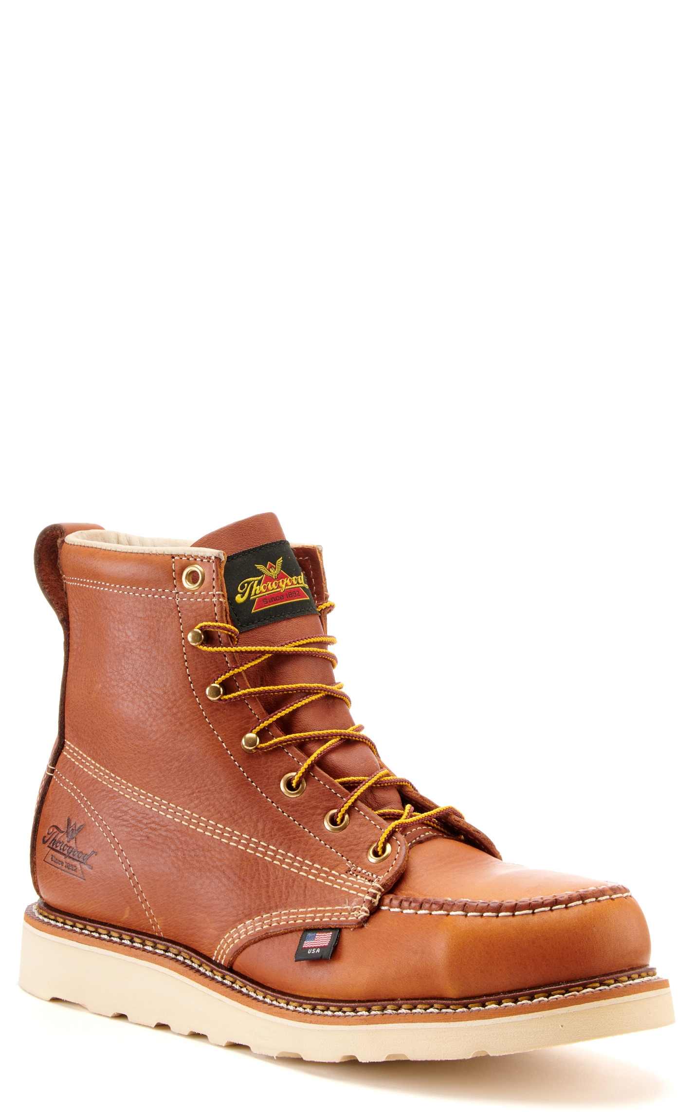 Thorogood Men's MAXWear Tobacco Brown Wedge Moc Steel Toe Lace Up Work Boot - Image 1