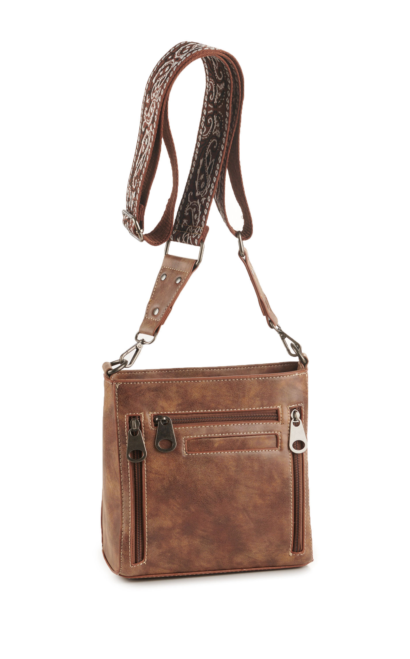 Nocona Women’s Tan & Soft Cow Print Leather with Embroidery Strap Conceal Carry Bag - Image 1