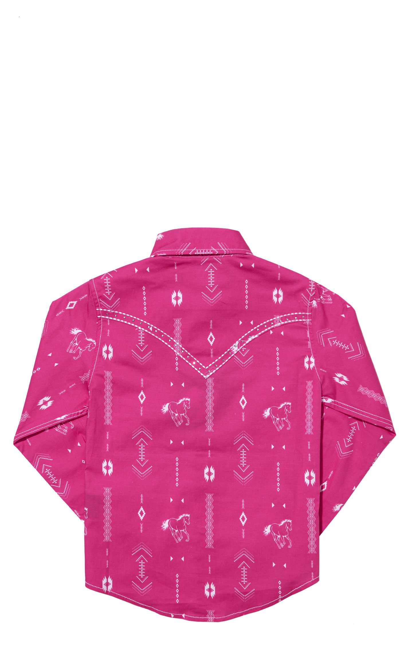 Cowgirl Hardware Girl's Dark Pink Aztec Horse Western Shirt - Image 1