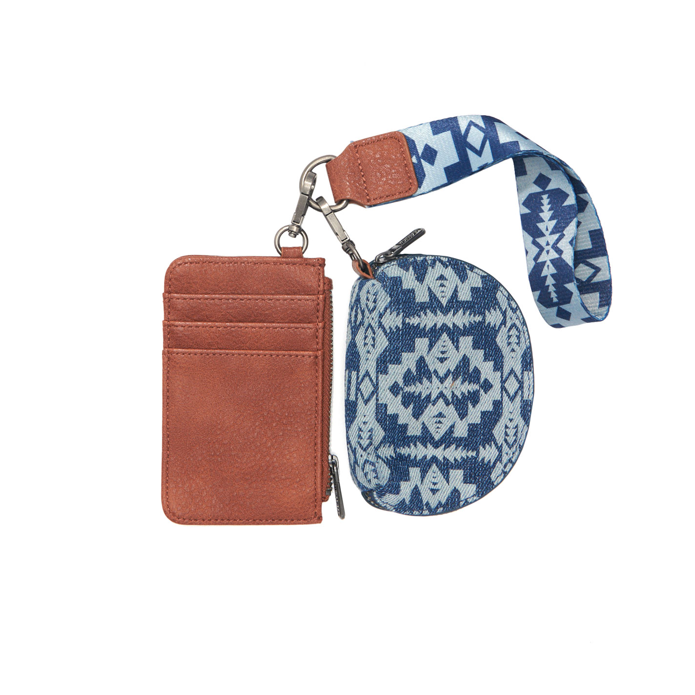 Wrangler Shades of Denim Aztec Pouch Card Holder Wristlet Wallet - Image 1