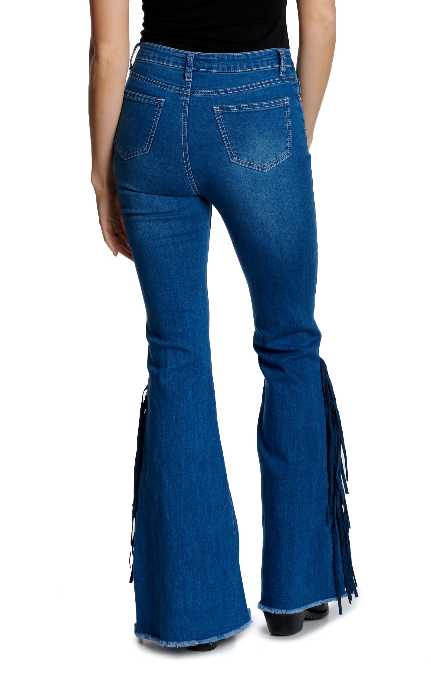 Cowboy Hardware Women's Dark Wash Fringed Flare Jeans  - Image 1