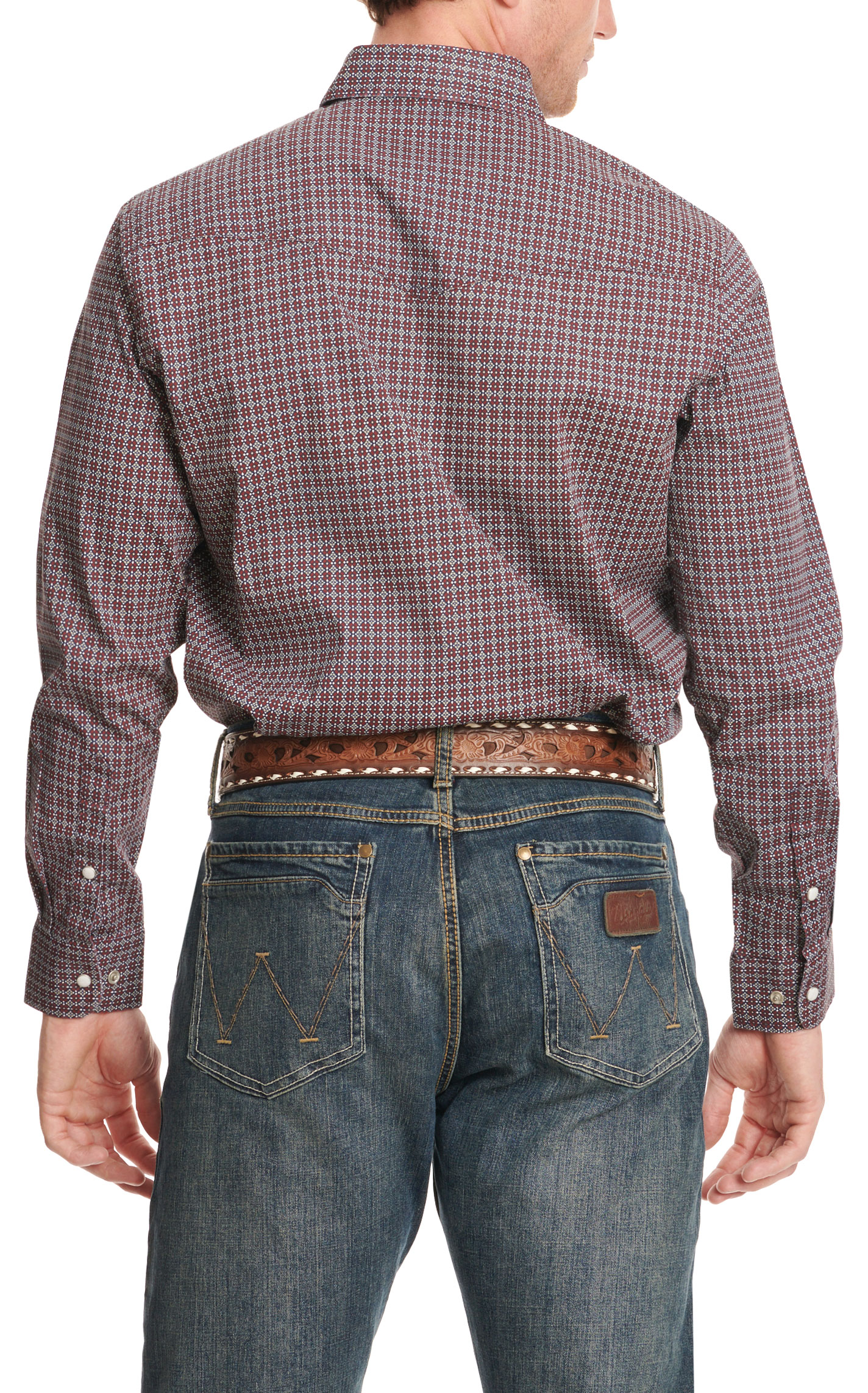 Rafter C Men's ProFlex45 Wine Geo Print Western Shirt - Big & Tall Sizes - Image 1