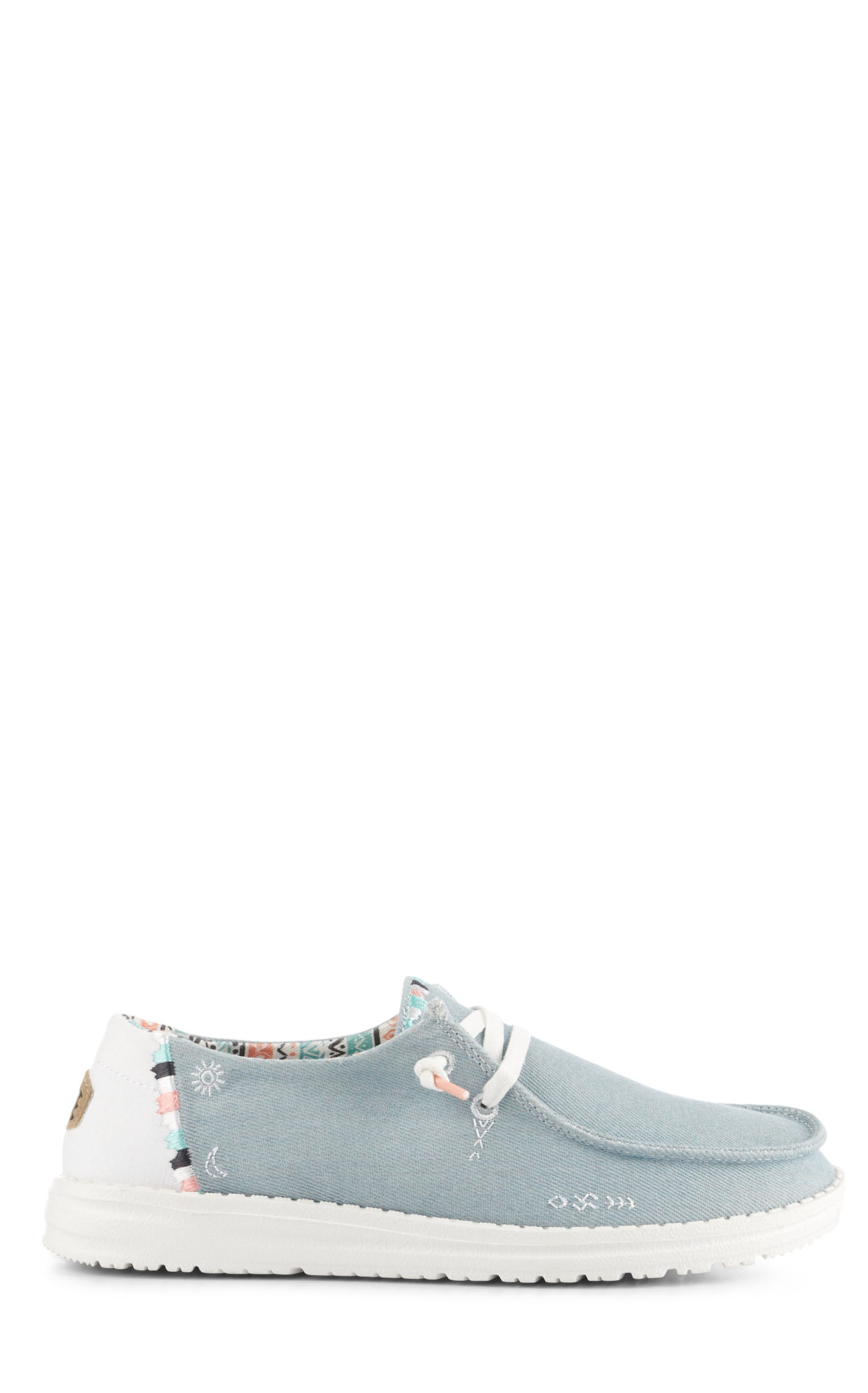 Hey Dude Women's Wendy Boho Light Denim Blue Moc Toe Lace Up Casual Shoes - Image 1