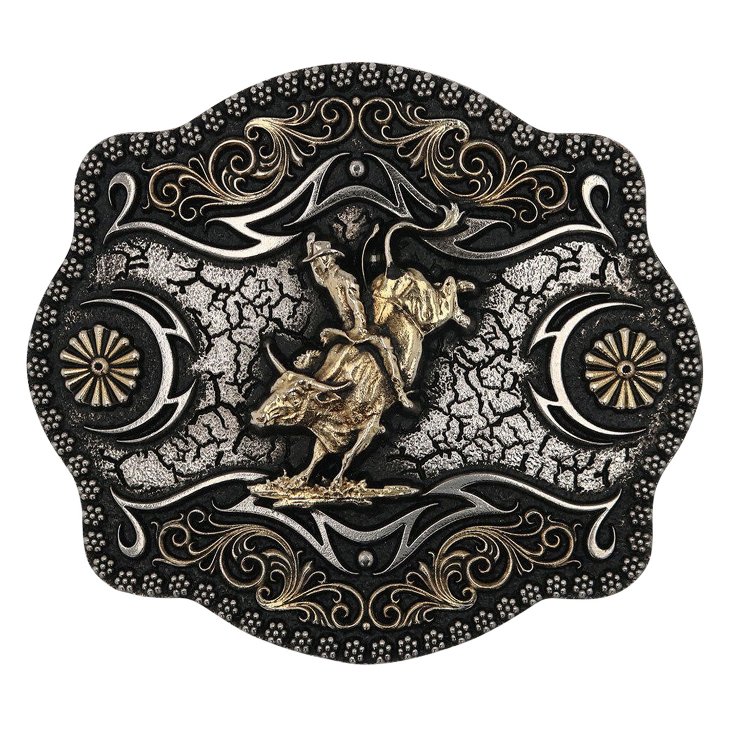 Attitude by Montana Silversmiths A-Blaze Bull Rider Belt Buckle - Image 1