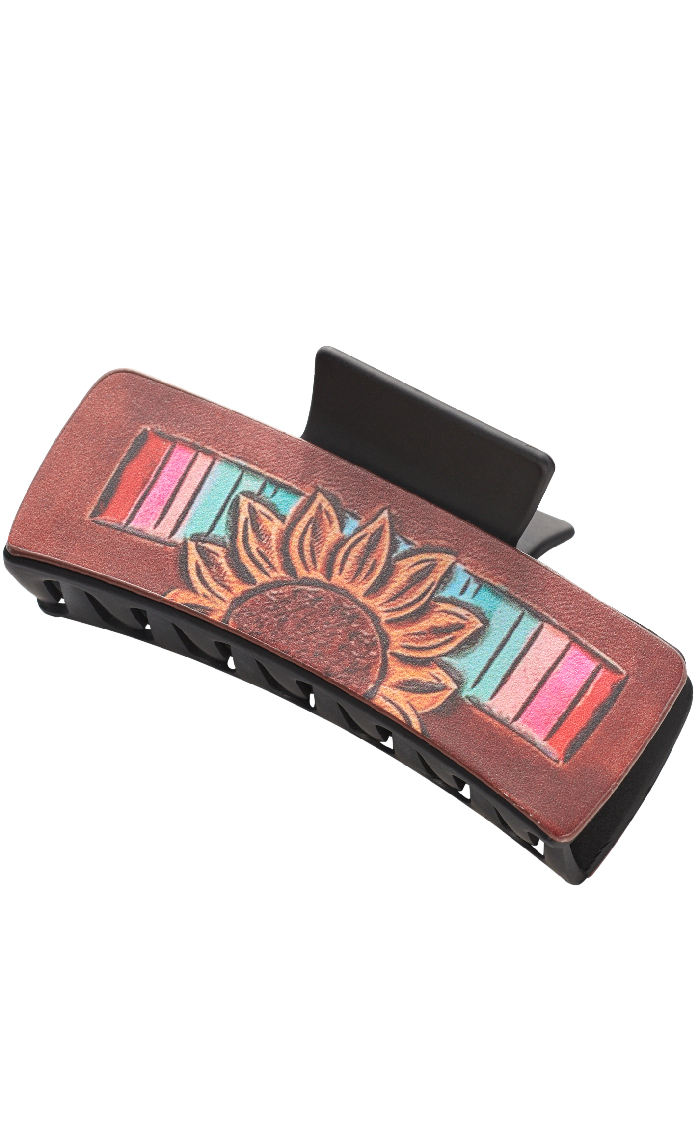 806 by Pink Panache Colorful Serape Sunflower Claw Hair Clip - Image 1