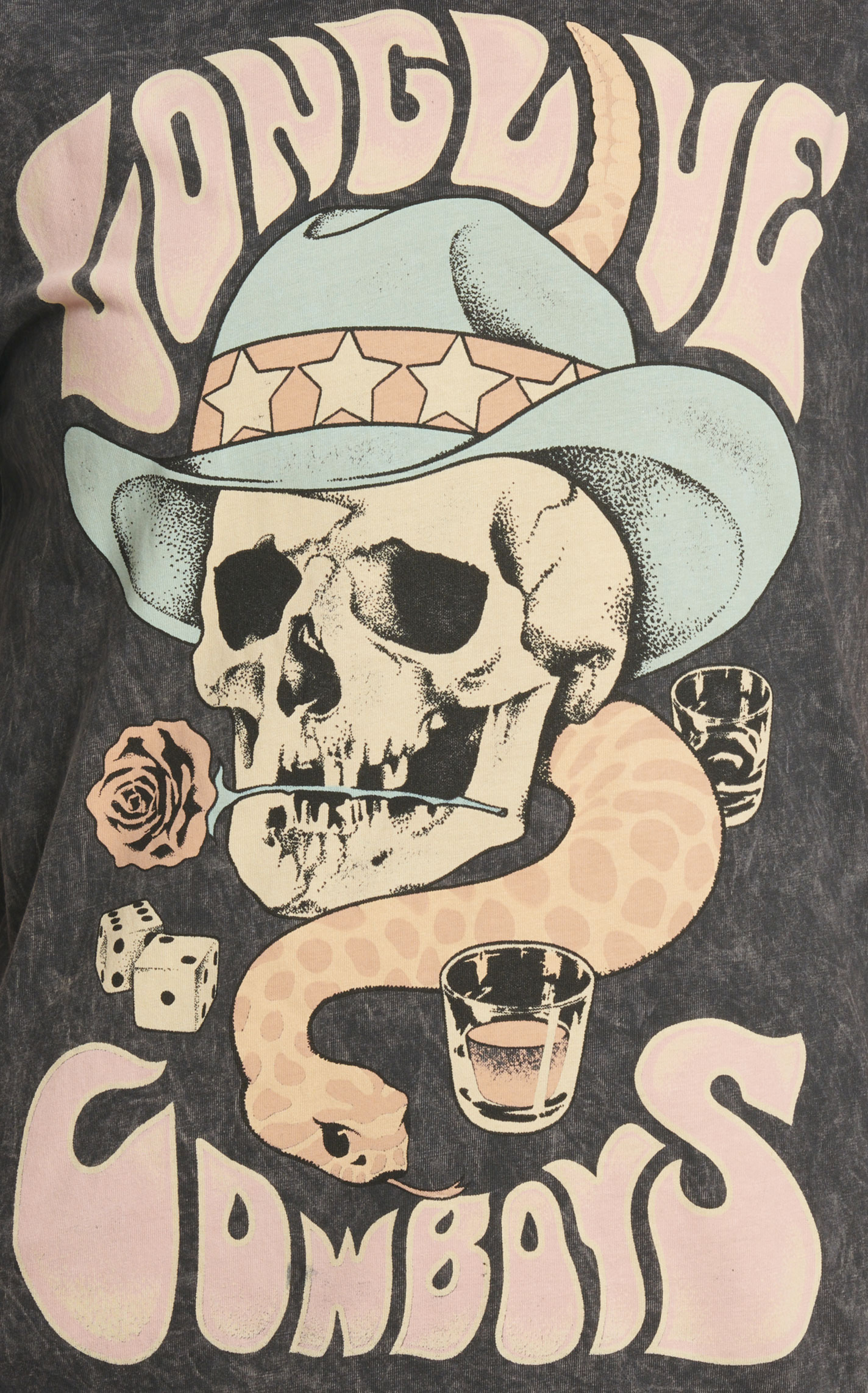 Lotus Fashion Women's Black Long Live Cowboys Graphic T-Shirt - Image 1