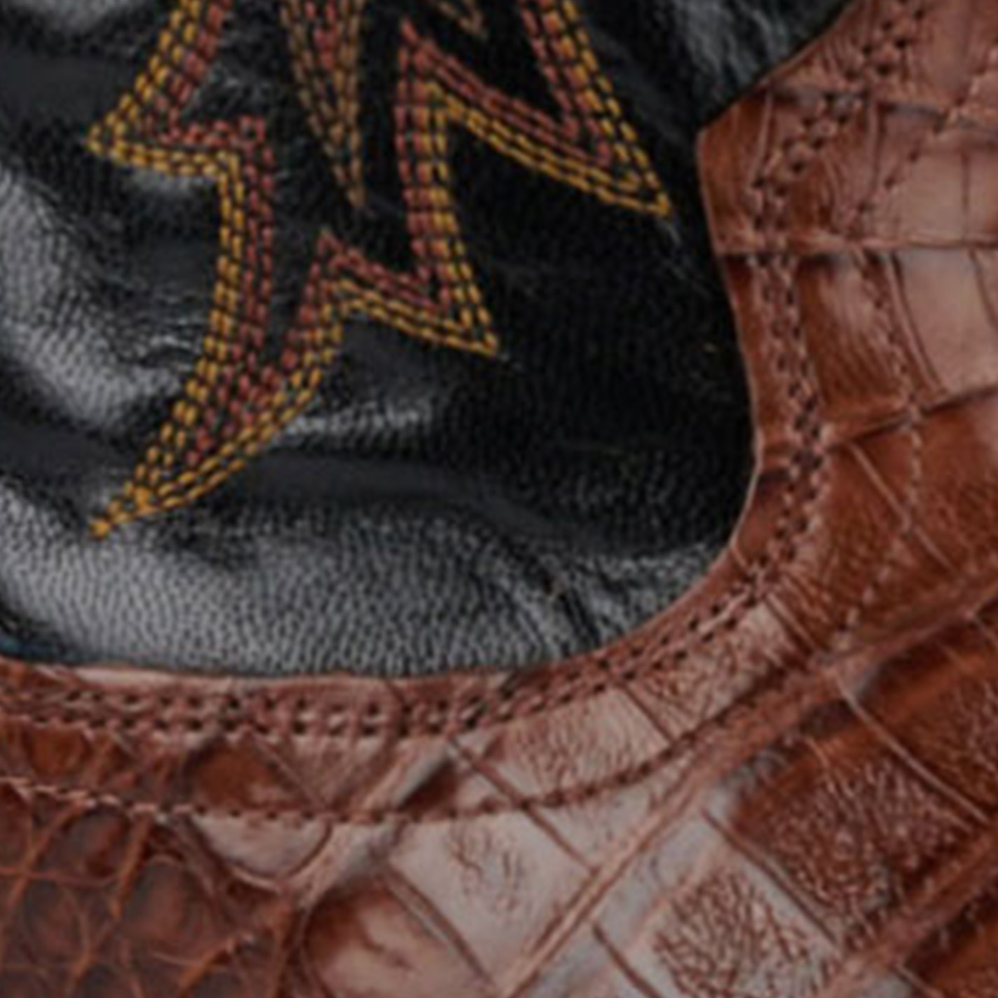 Tony Lama Men's Black and Brown Caiman Belly Punchy Square Toe Exotic Cowboy Boots - Cavender's Exclusive - Image 1