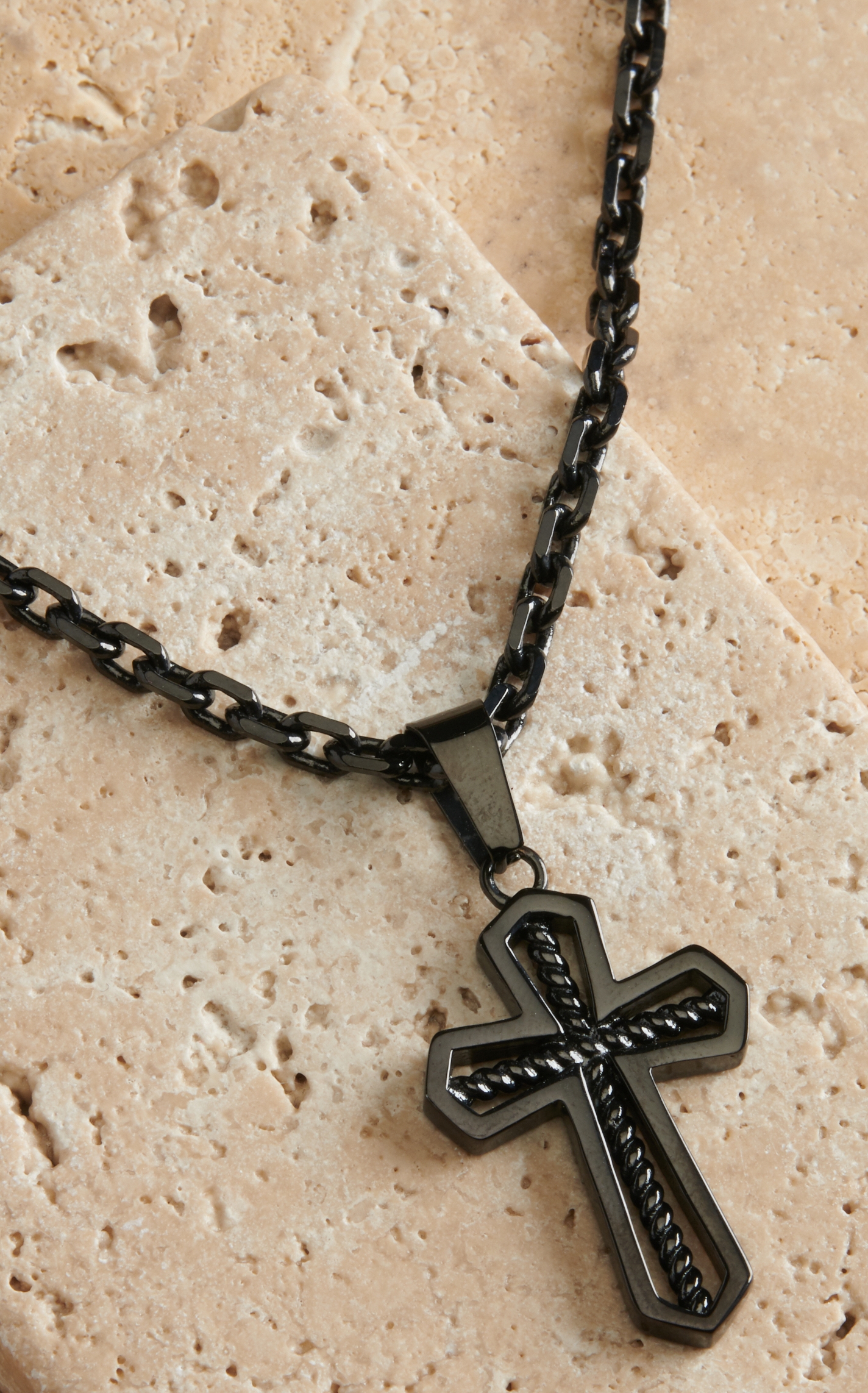 Montana Silversmiths Men's Through the Darkest Night Cross Necklace - Image 1