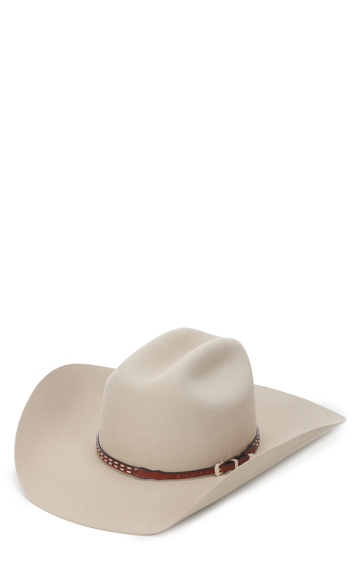 Twister Tan Brown Tooled with Thick White Stitching Hatband - Image 1