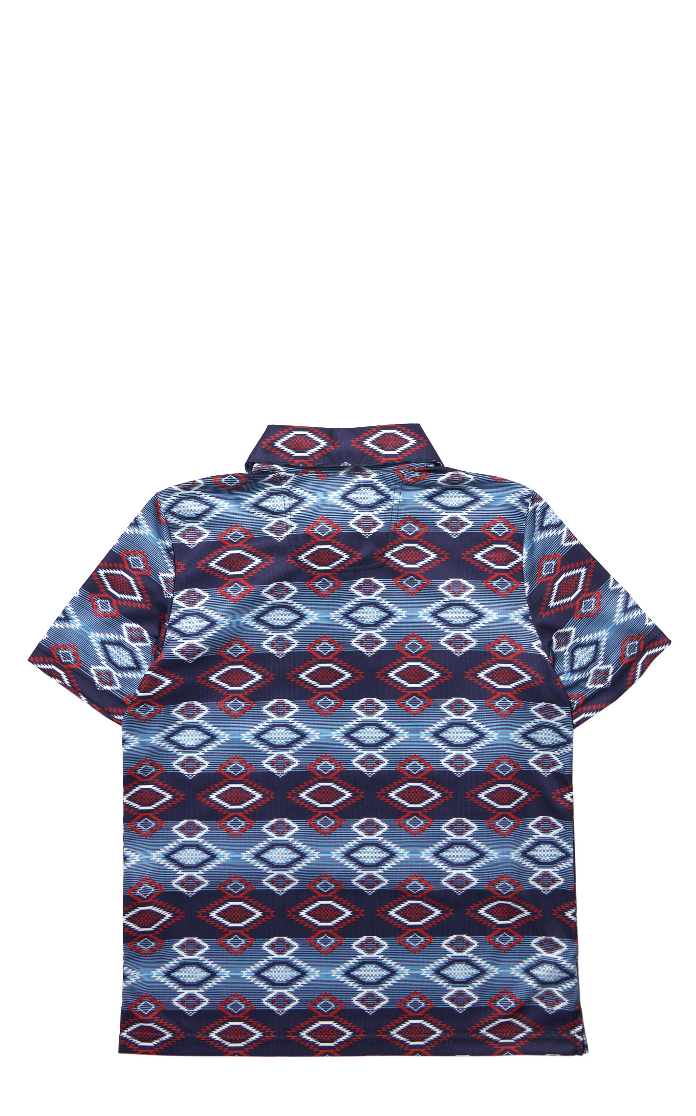 Rock & Roll Denim Boy's Red White & Navy Aztec Polo Shirt - Image 1