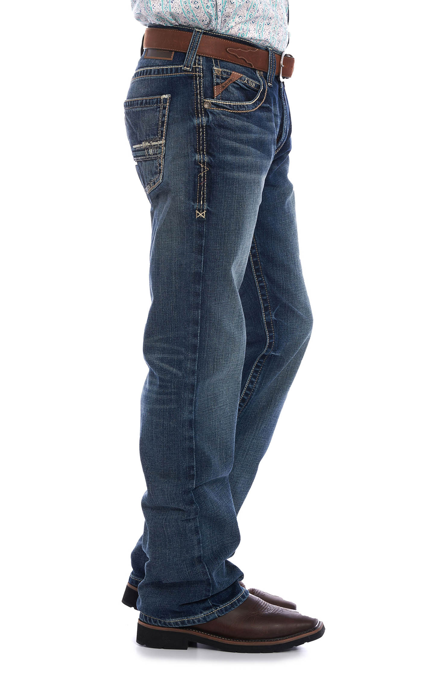 Ariat Men's M5 Medium Wash Slim Fit Straight Leg Stretch Jeans (42-44) Big & Tall Sizes - Image 1