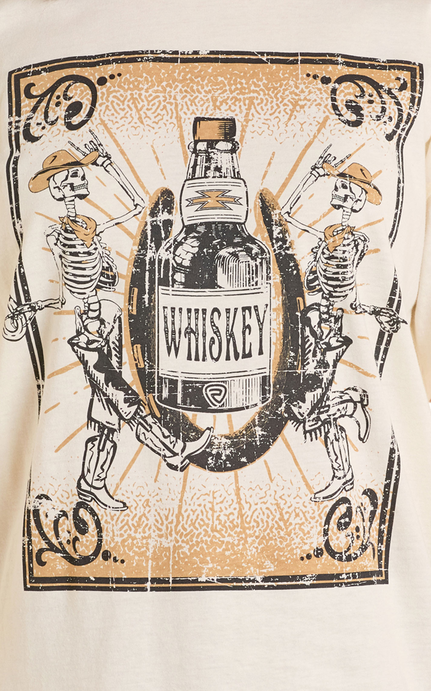 Rock & Roll Denim Women's Cream Whiskey Graphic T-Shirt - Image 1