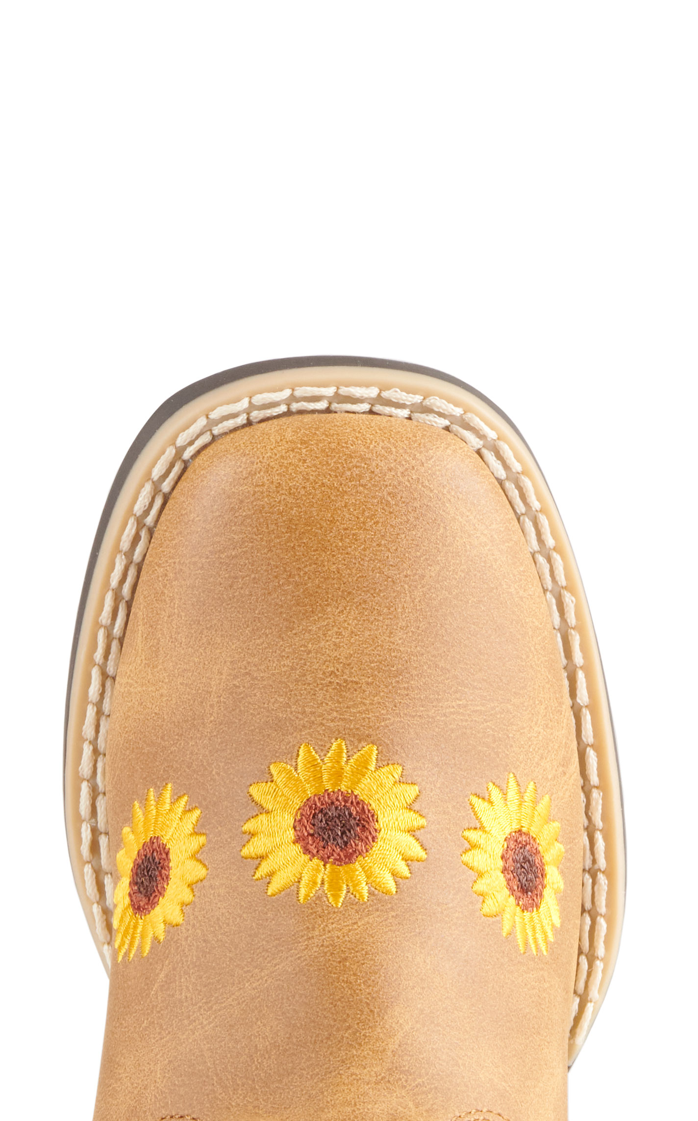 Twister Girls Sunnie Tan and Cheetah Sunflower Print Square Toe Cowboy Boots - Image 1