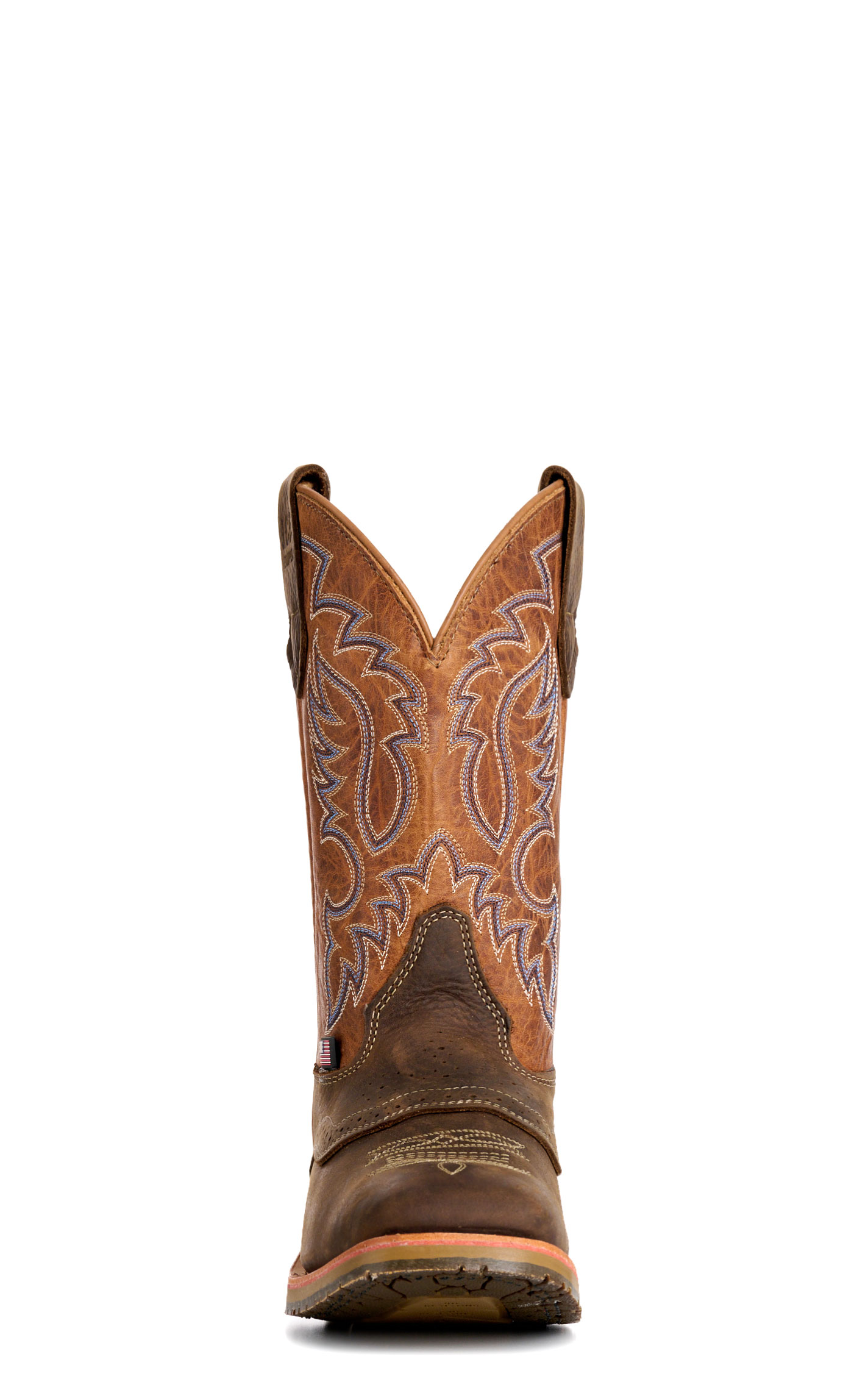 Double H Men’s Almond Barnyard Camel ICE Collection Leather Square Toe Cowboy Boots - Image 1
