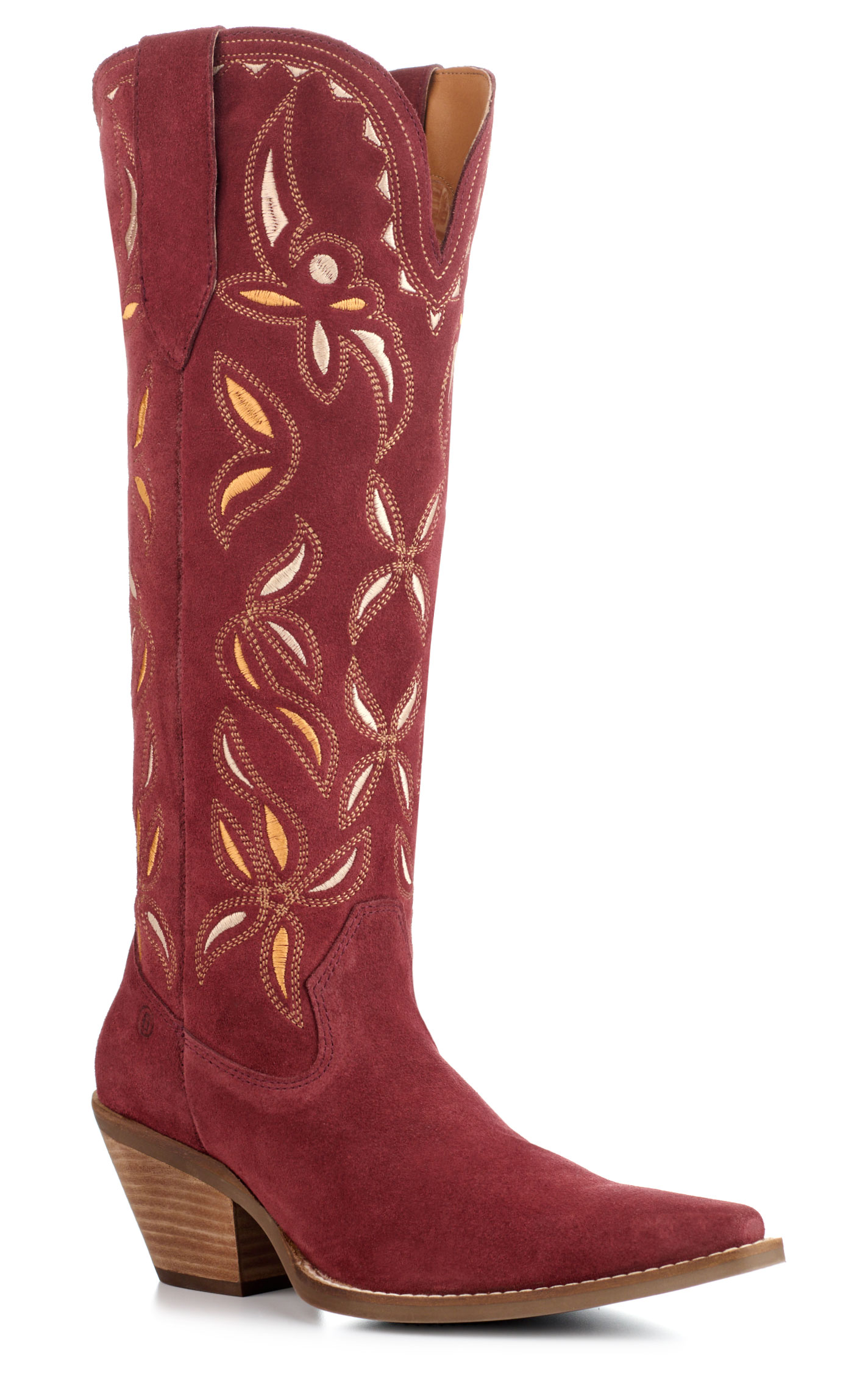 Dingo Women's Bandelera Burgundy Suede Snip Toe Tall Cowboy Boots - Image 1