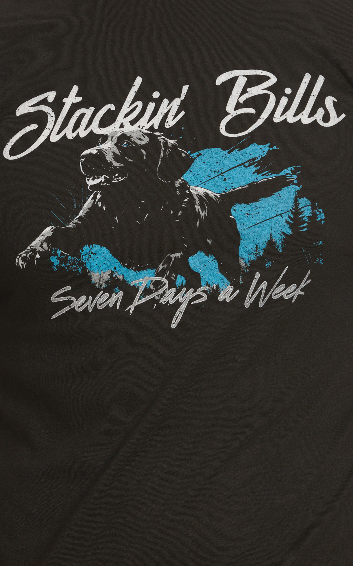 Stackin' Bills Men's Black & Blue Black Lab Logo Graphic T-Shirt - Image 1