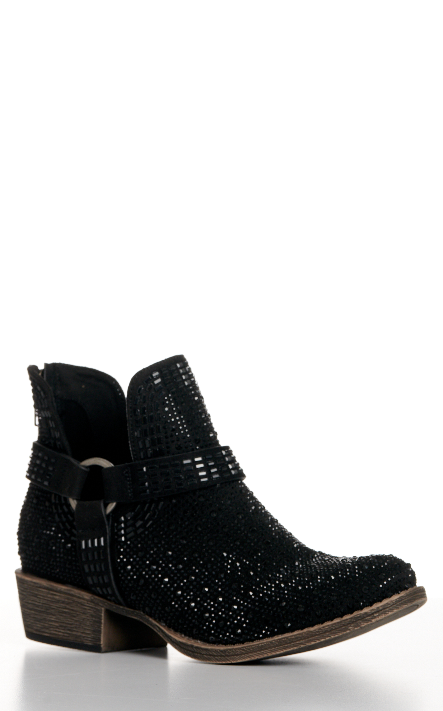 Very G Women's Raquel Black Jeweled Harness Round Toe Booties - Image 1