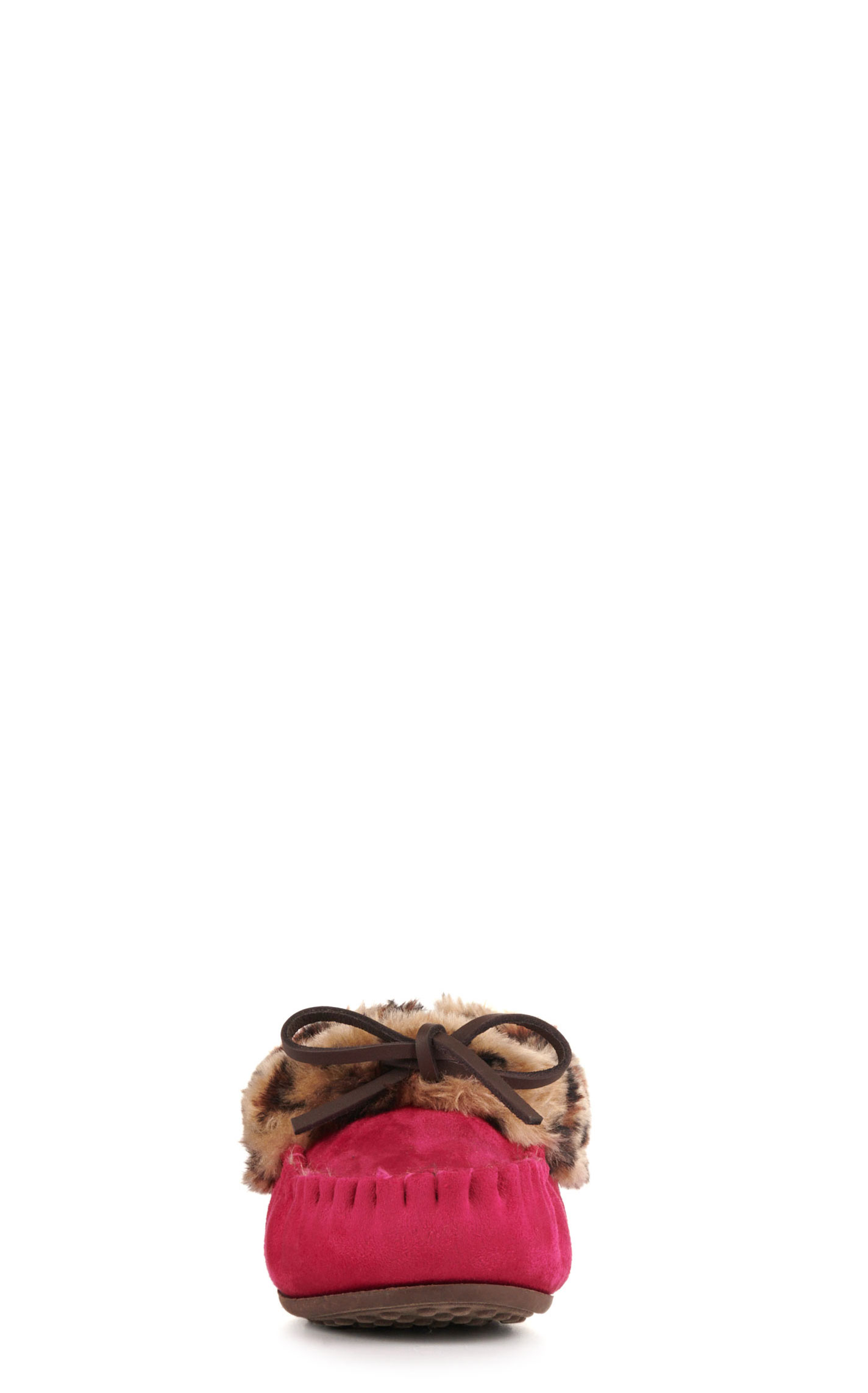 Blazin Roxx Girls Cher Hot Pink with Leopard Shearling Moccasin Slipper - Image 1