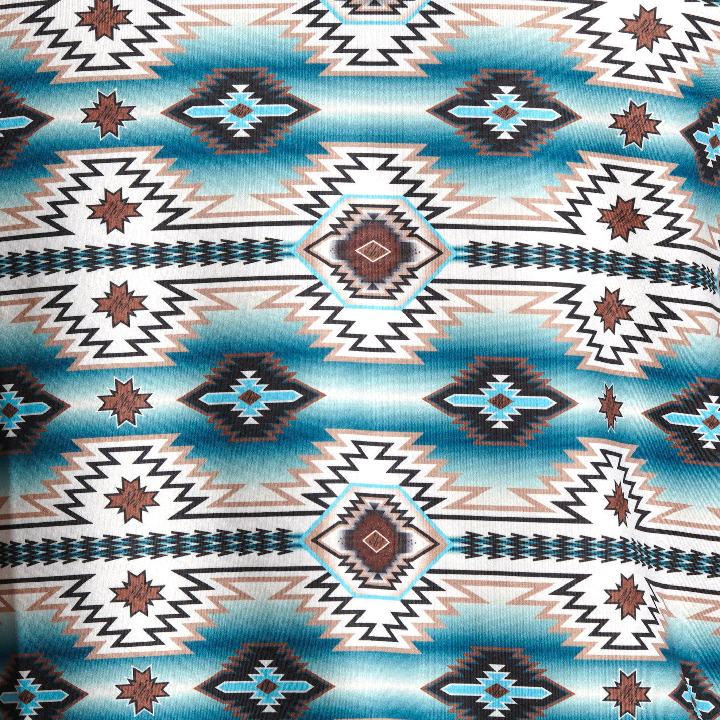 Rock & Roll Denim Men's Turquoise & Coffee Aztec Print Polo - Image 1