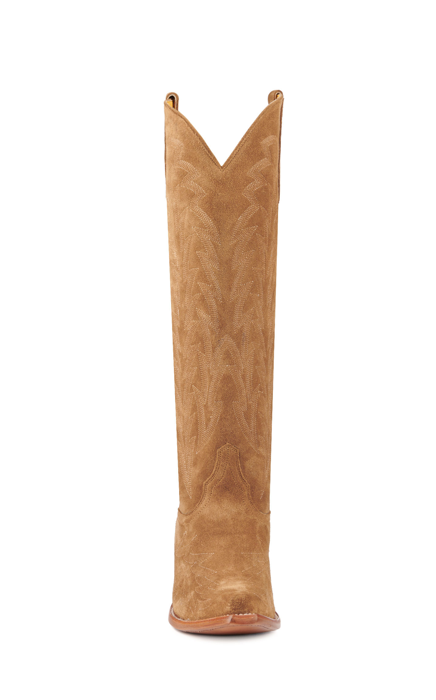 JRC & Sons Women’s Nancy Sand Suede Snip Toe Tall Cowboy Boots - Image 1
