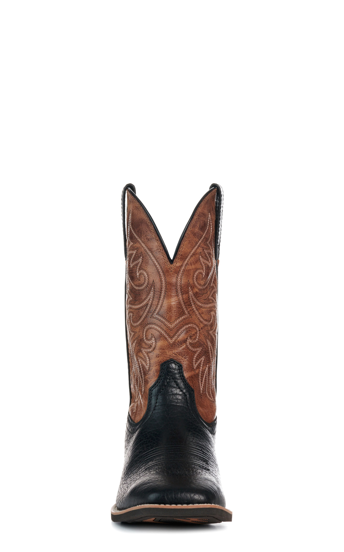 Ariat Men’s Black Adobe & Dark Tan Slingshot Wide Square Toe Cowboy Boots - Image 1
