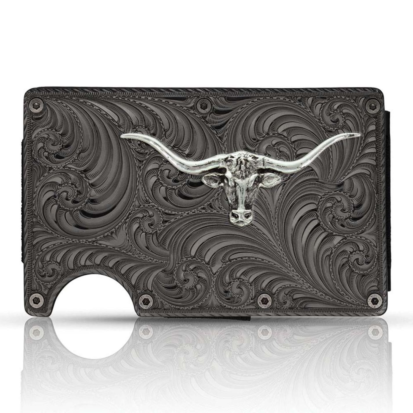 Montana Silversmiths Black Longhorn Credit Card Holder - Image 1