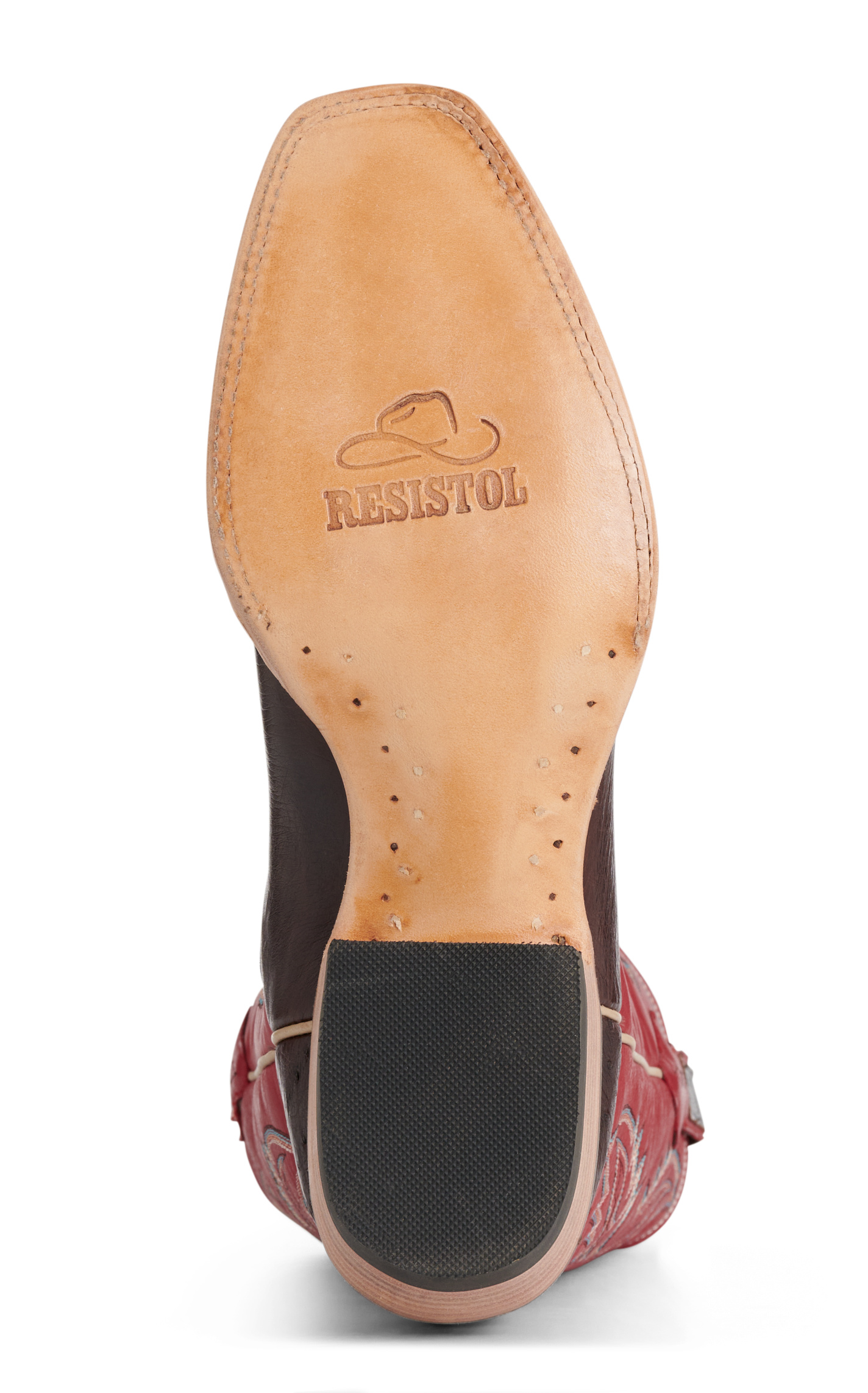 Resistol Men’s Nicotine & Red Smooth Quill Ostrich Cutter Toe Cowboy Boots - Image 1