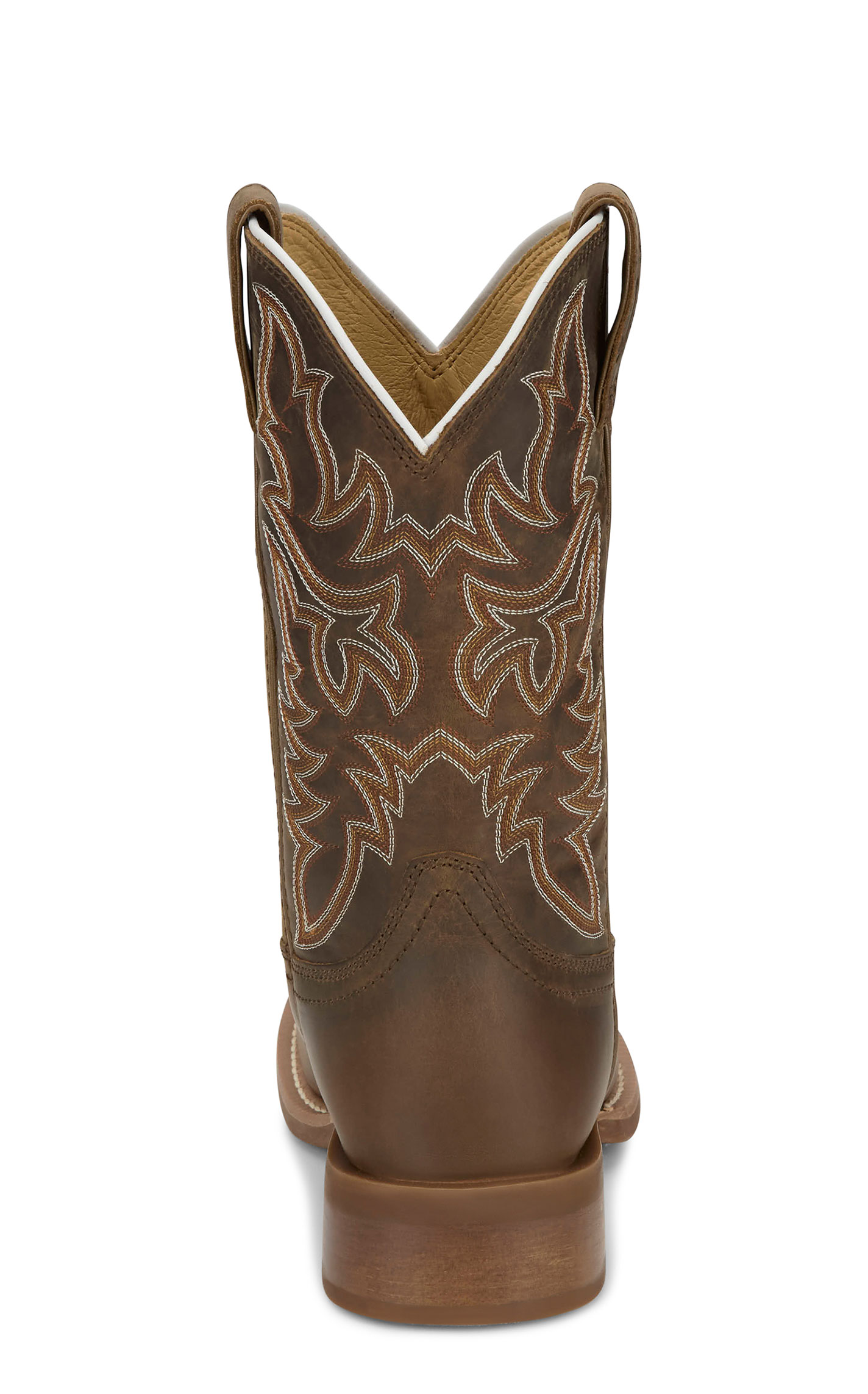 Justin Men’s Frontier Brown Cowhide Wide Round Toe Cowboy Boots - Image 1