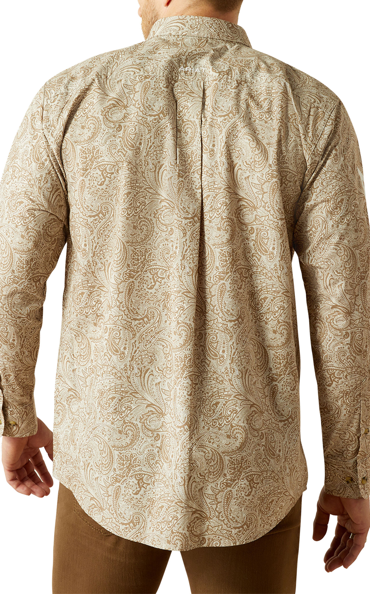 Ariat Men's Team Kason Khaki & Taupe Logo Embroidery Western Shirt - Image 1