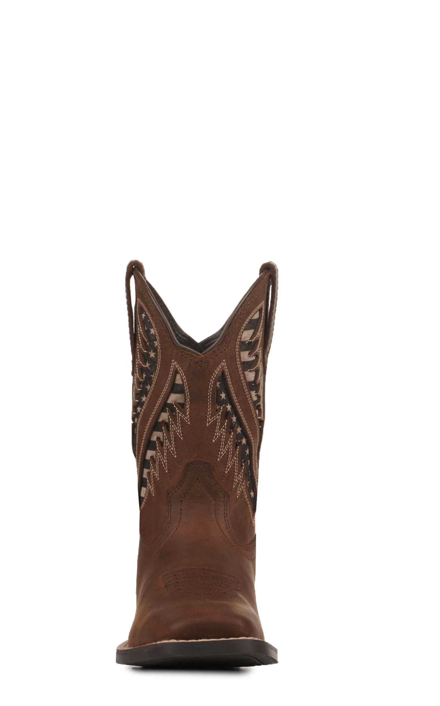 Ariat Youth Quickdraw Distressed Brown with Flag VentTEK Wide Square Toe Cowboy Boots - Image 1