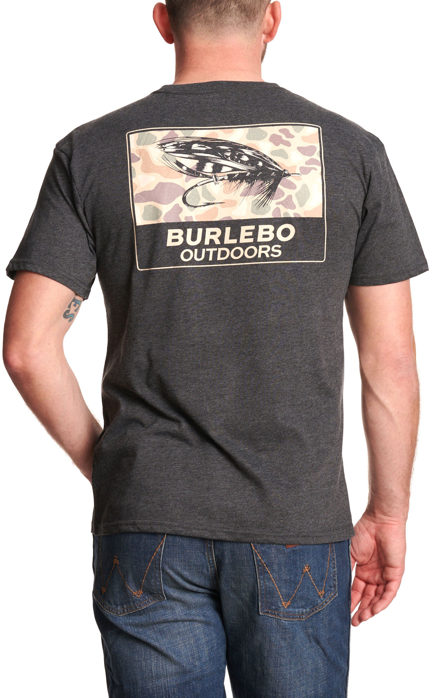 Burlebo Men's Heather Black Big Fly Graphic T-Shirt - Image 1