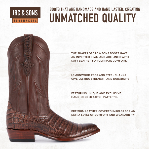 JRC & Sons Men's Weldon Caiman Belly Round Toe Exotic Cowboy Boot in Cigar - Image 1