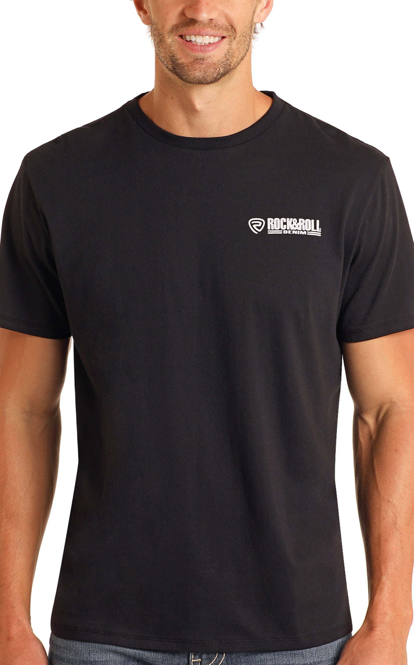 Rock & Roll Denim Men's Black Drinks Well Graphic T-Shirt - Image 1