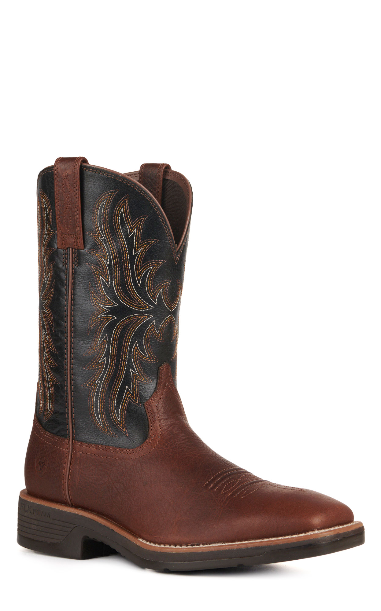 Ariat Men's Ridgeback Deepest Clay and Black Wide Square Toe Cowboy Boots - Image 1