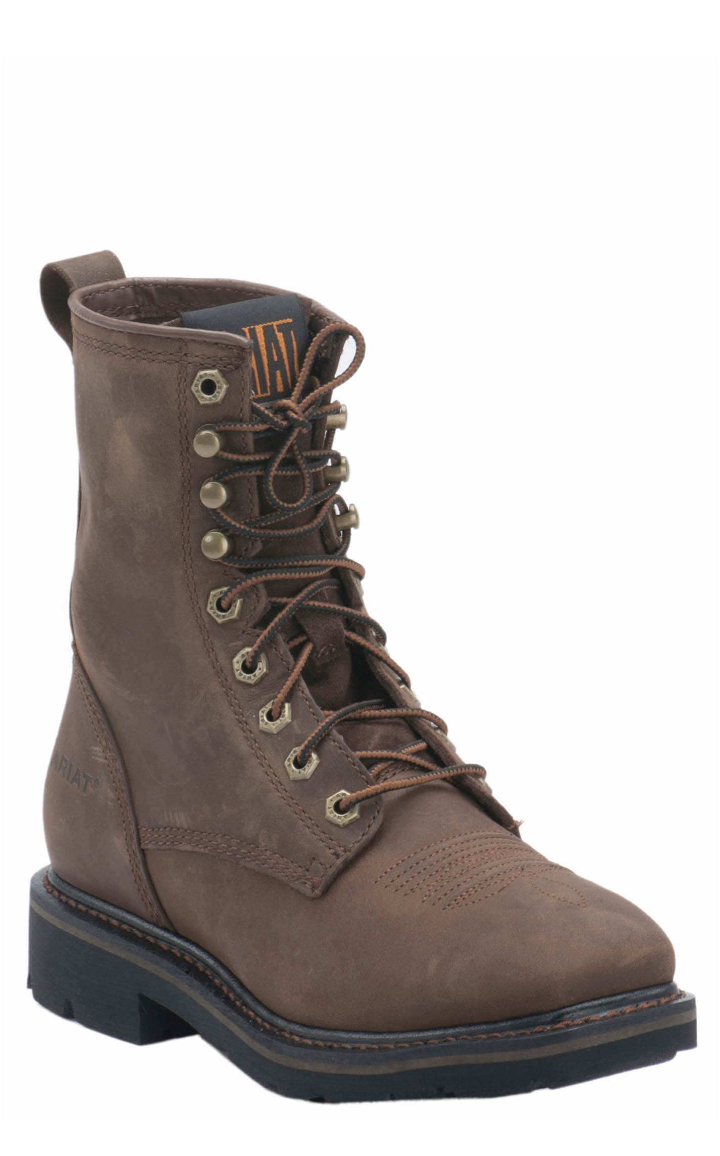 Ariat Men's Cascade Alamo Brown Wide Square Toe Lace Up Work Boots - Image 1